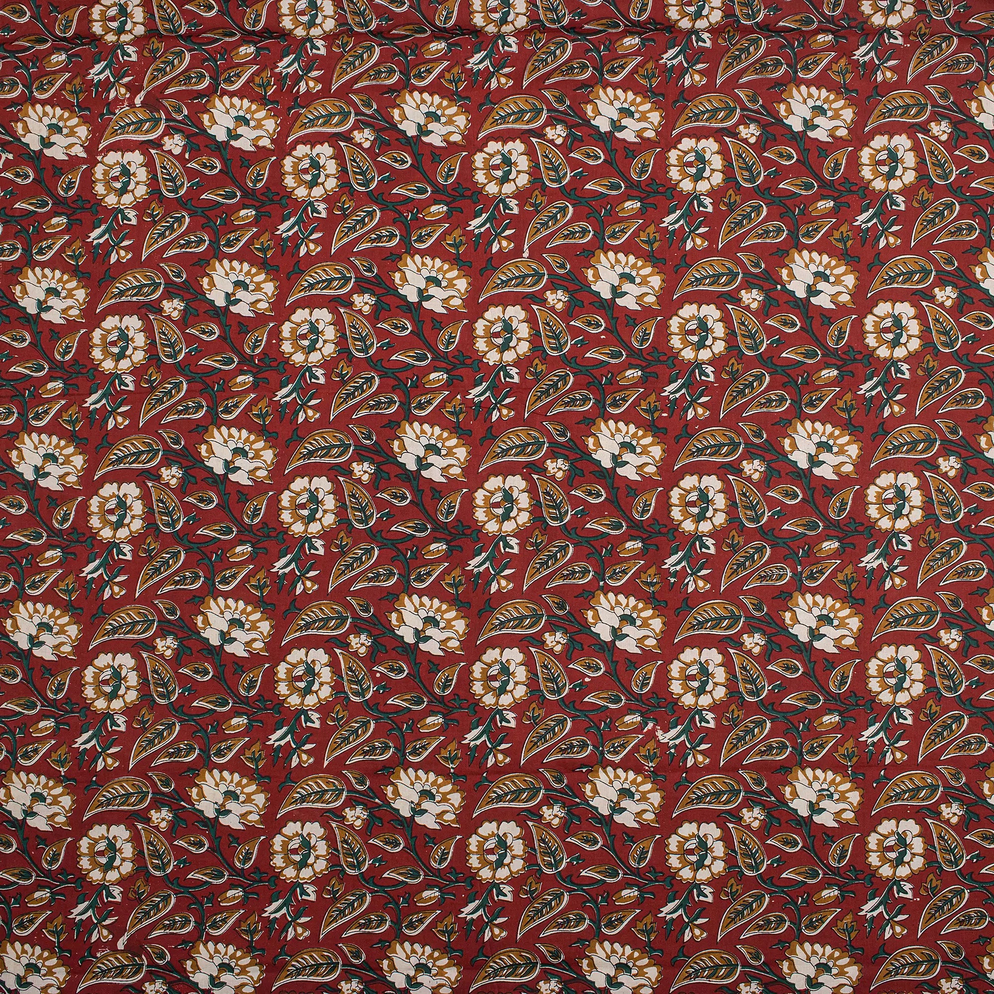 Bagru Hand Block Printed Floral Fabric Online at Dmaasa