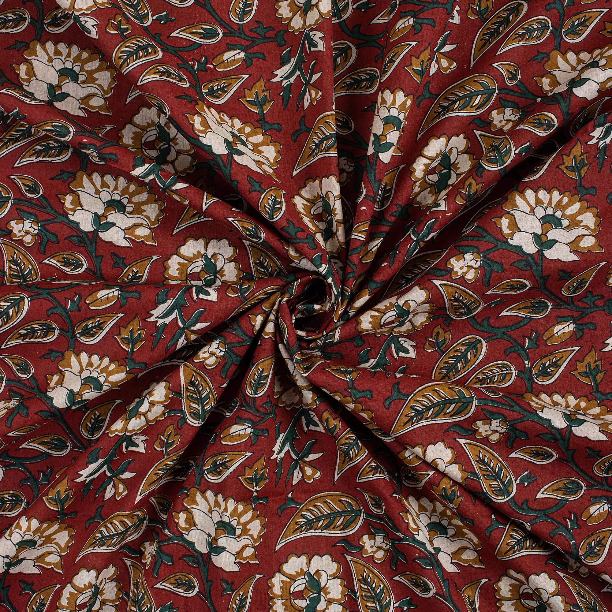 Bagru Hand Block Printed Floral Fabric