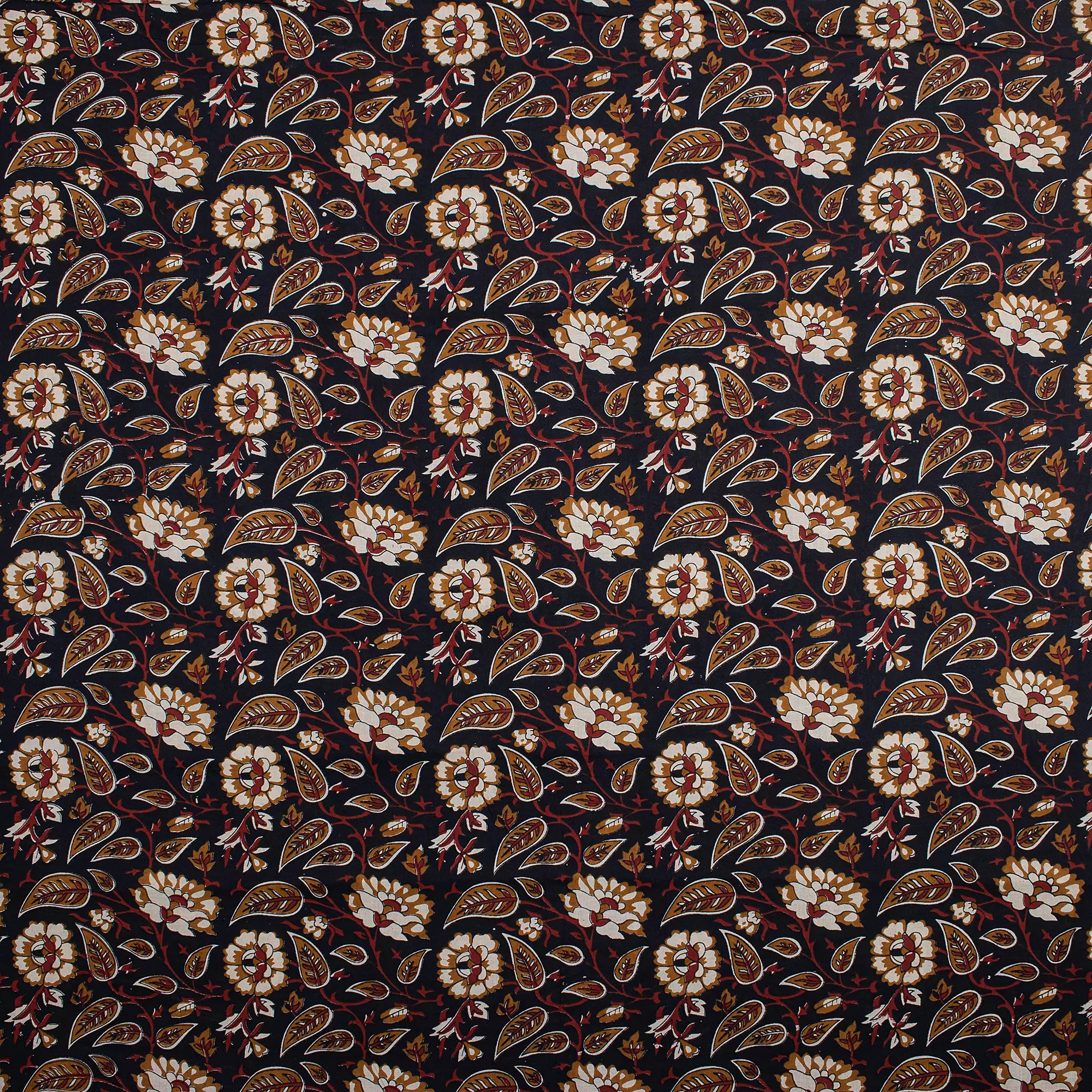 Floral Bagru Hand Block Printed Fabric for Dress