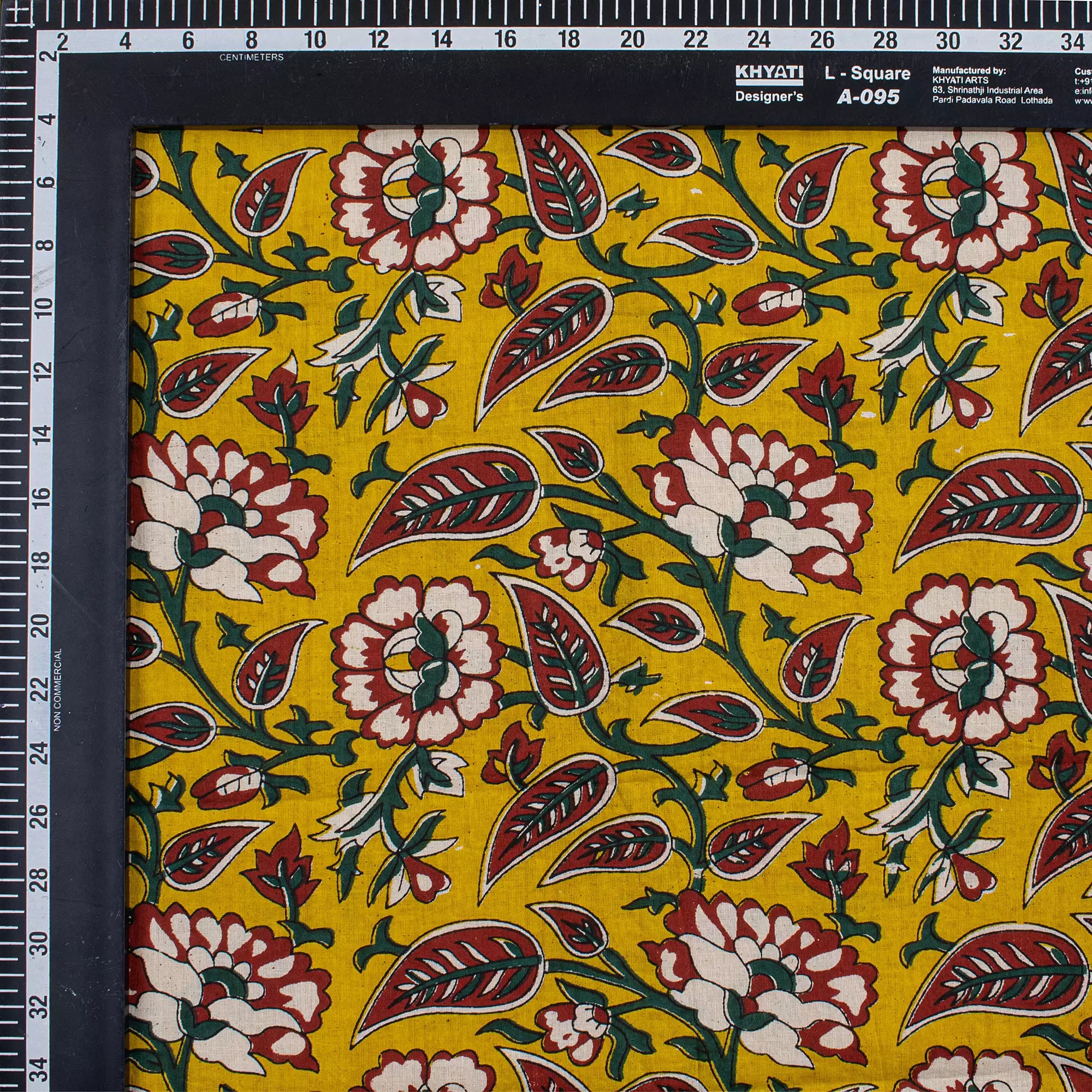 Yellow Floral Hand Block Printed Premium Fabric Cloth