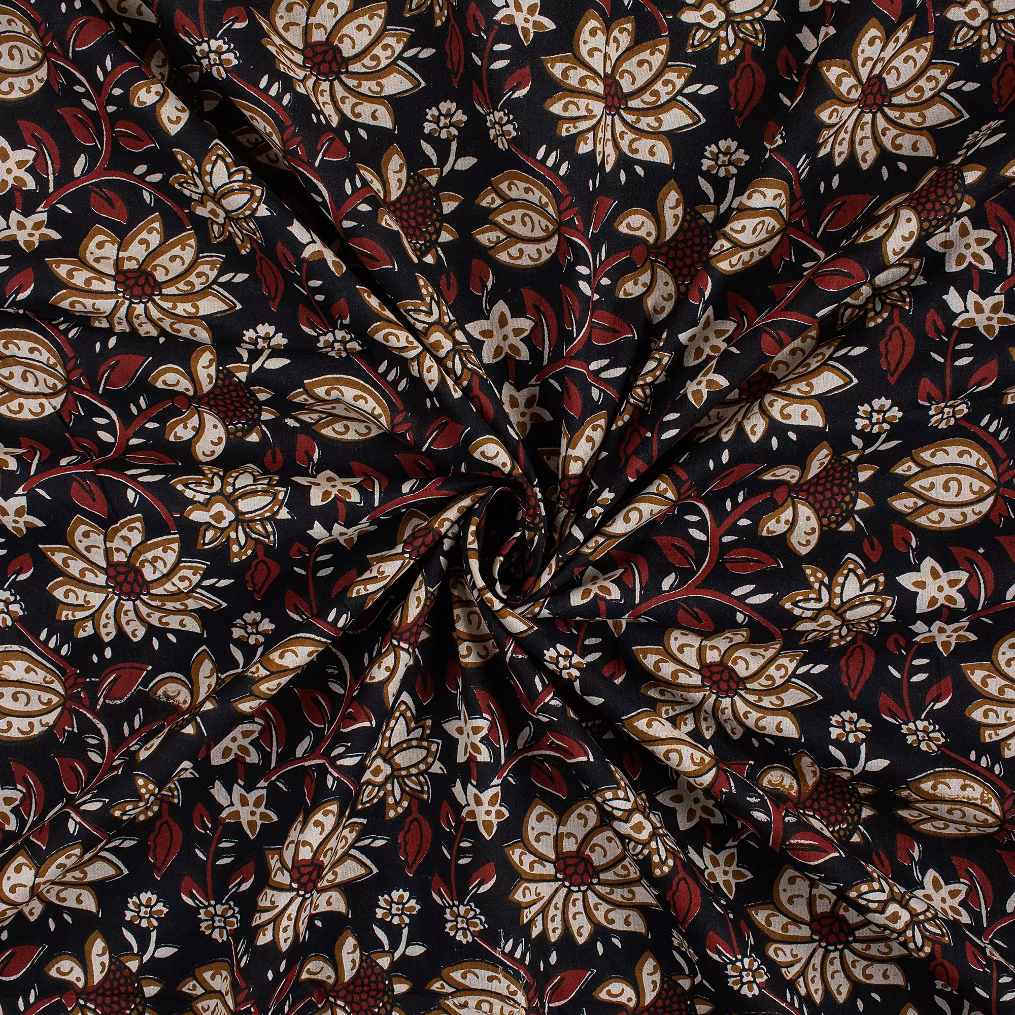 Cotton Floral Bagru Hand Block Printed Fabric