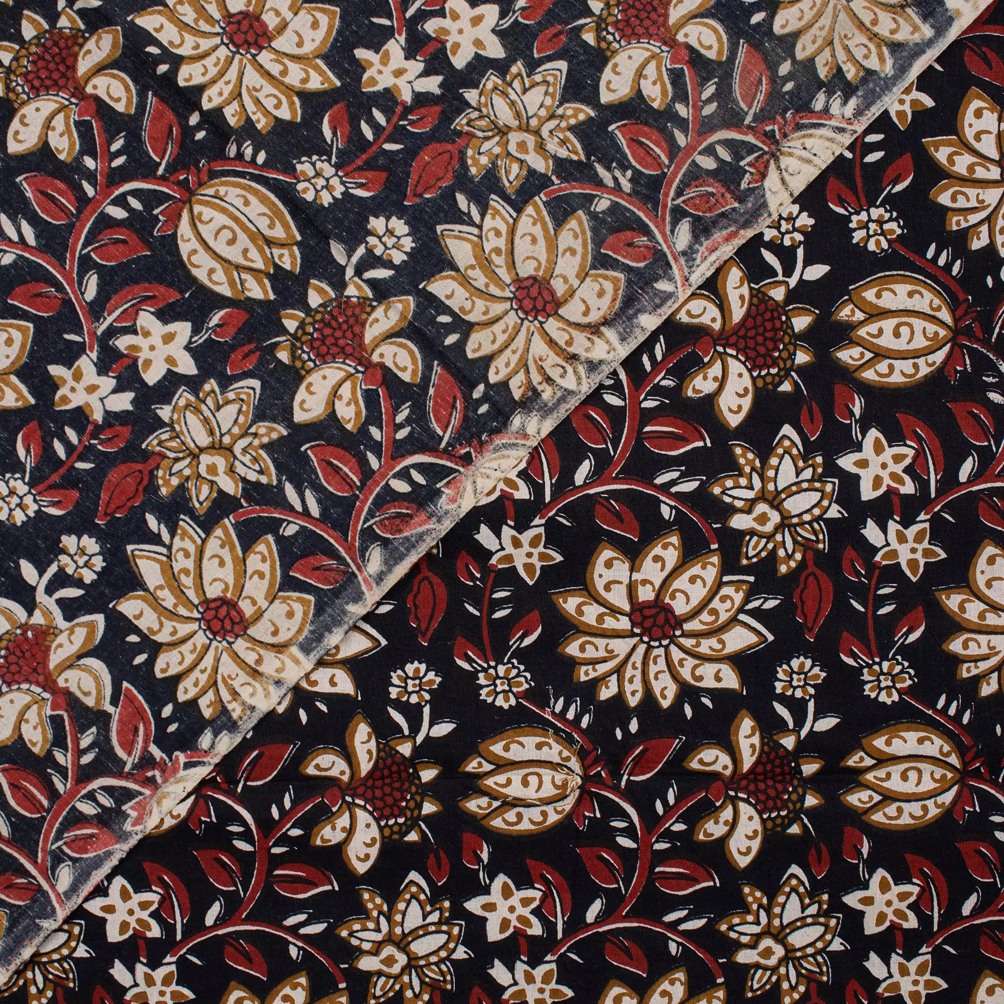 Cotton Floral Bagru Hand Block Printed Fabric