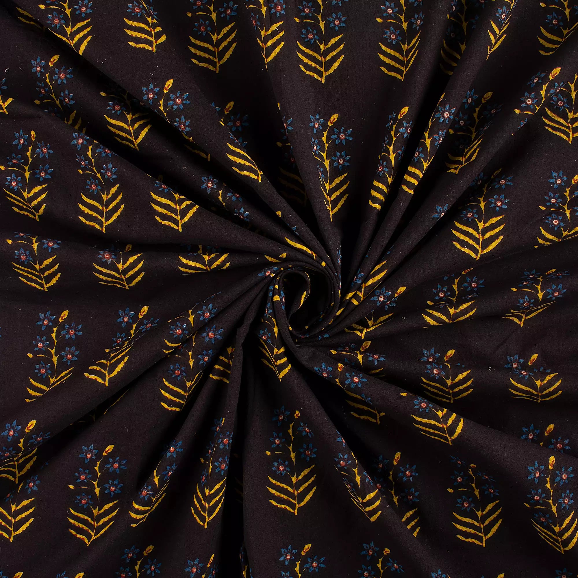 Multi Floral Printed Bagru Cotton Fabric Online