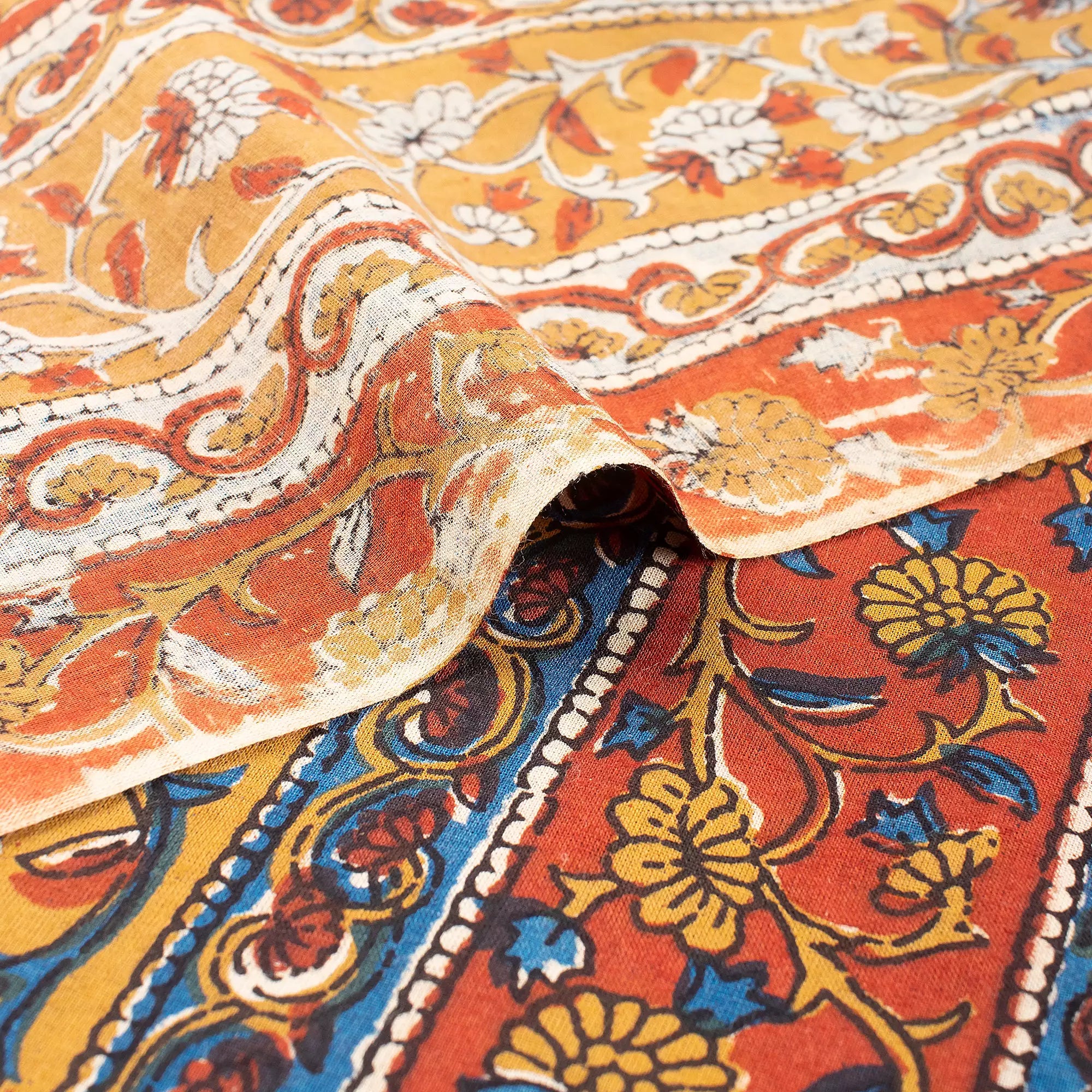 Premium Hand Block Printed Floral Bagru Fabric