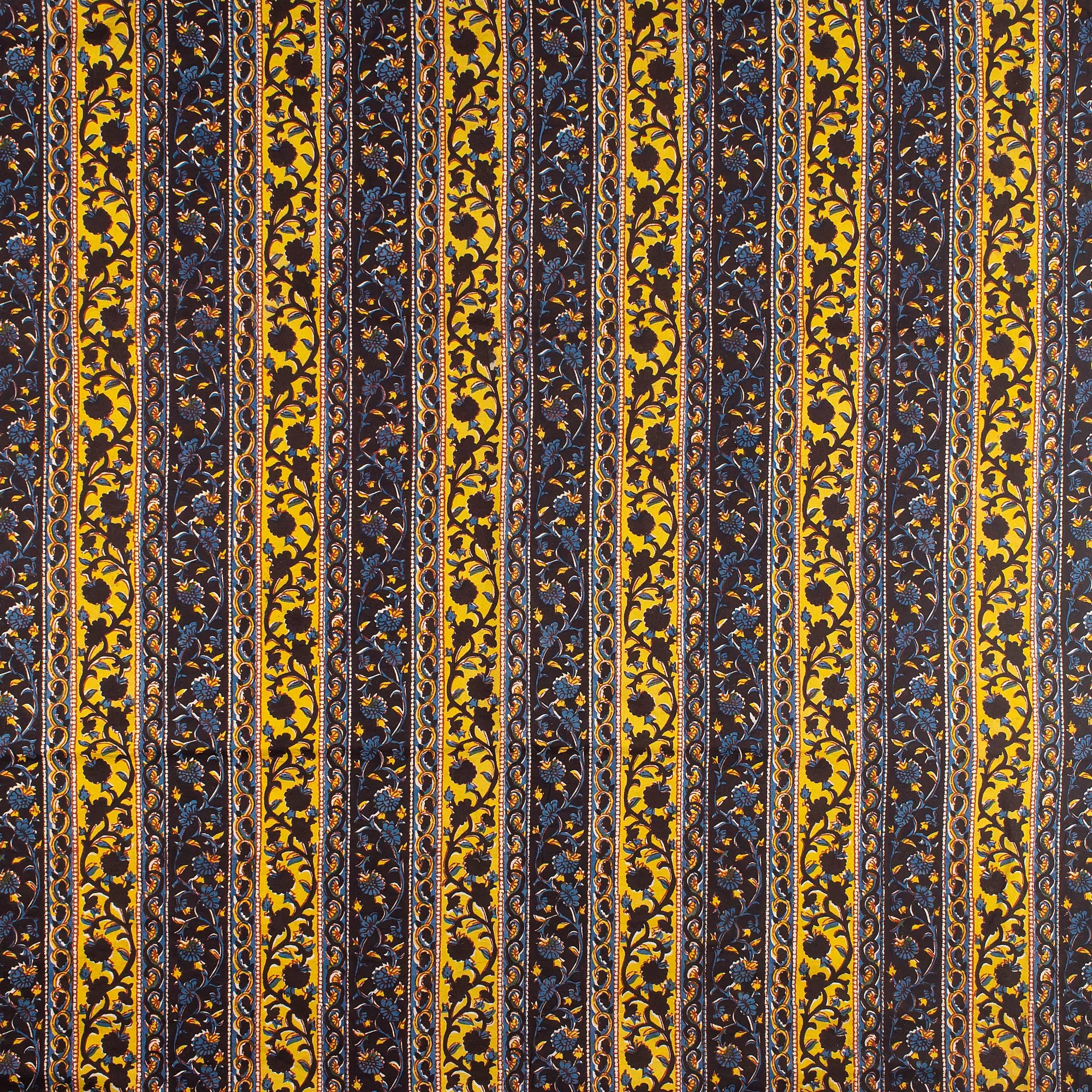 Yellow Stripe Bagru Printed Fabric Online