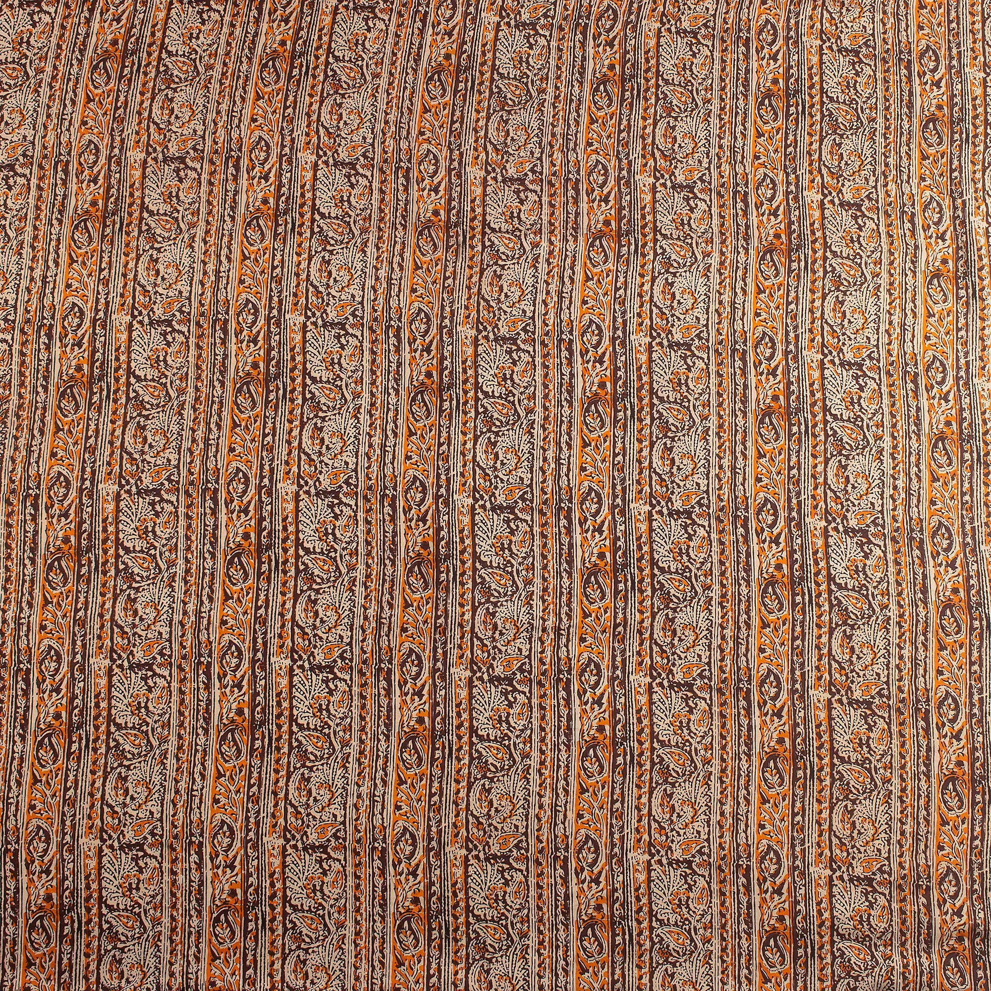 Indian Brown Leaf Cotton Bagru Printed Fabric