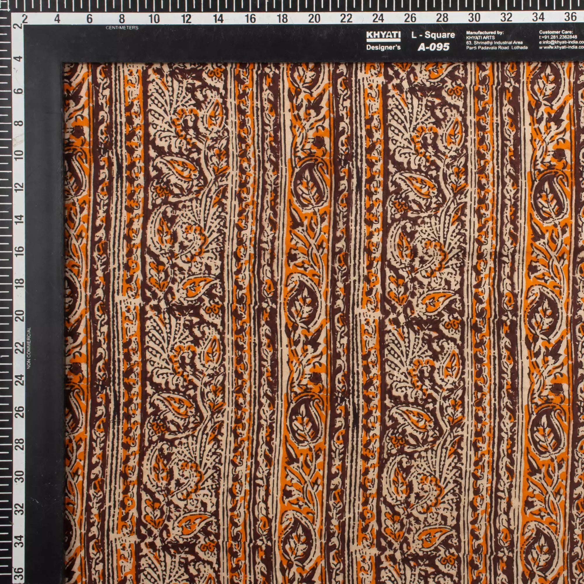 Indian Brown Leaf Cotton Bagru Printed Fabric