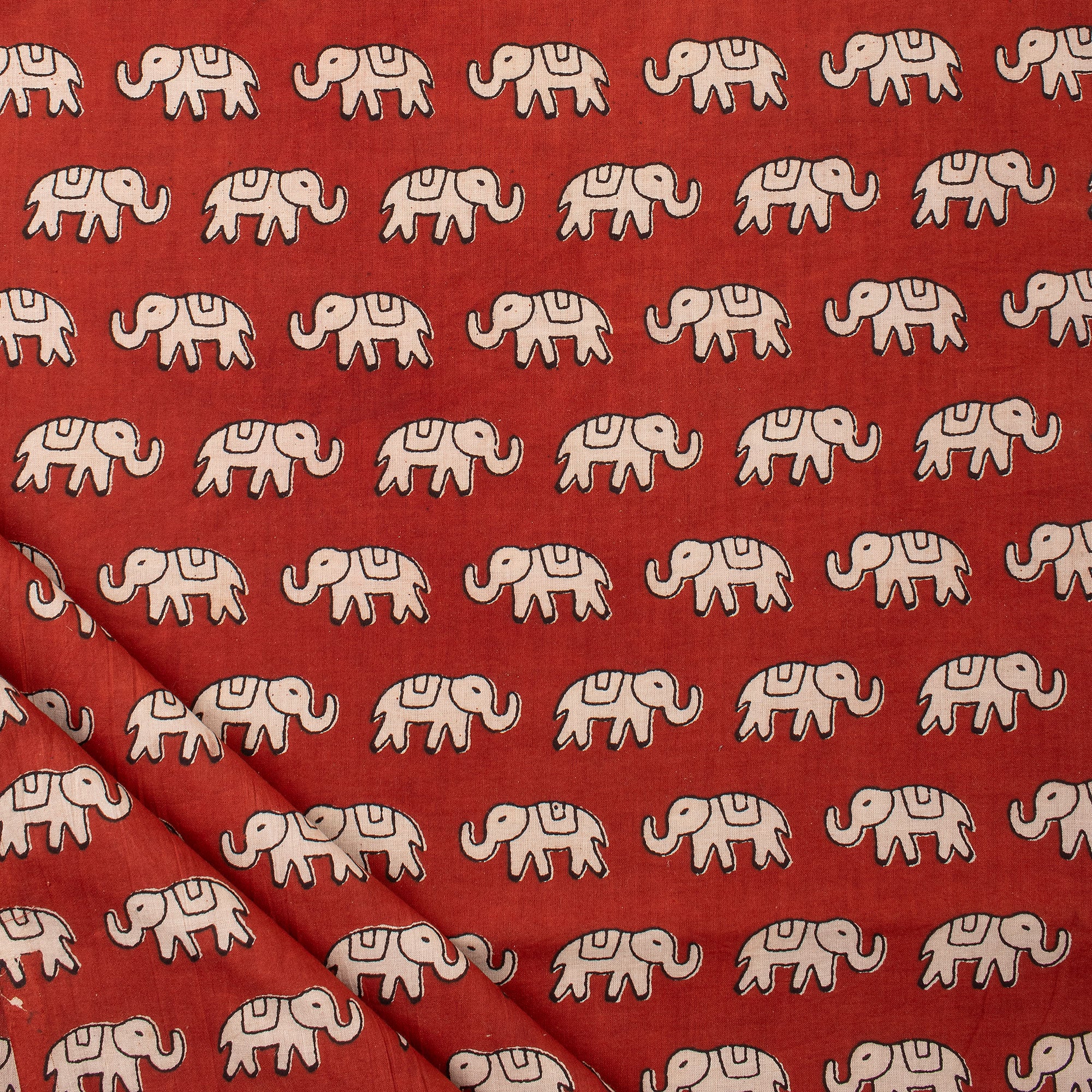 Elephant Bagru Hand Block Printed Cotton Fabric Online