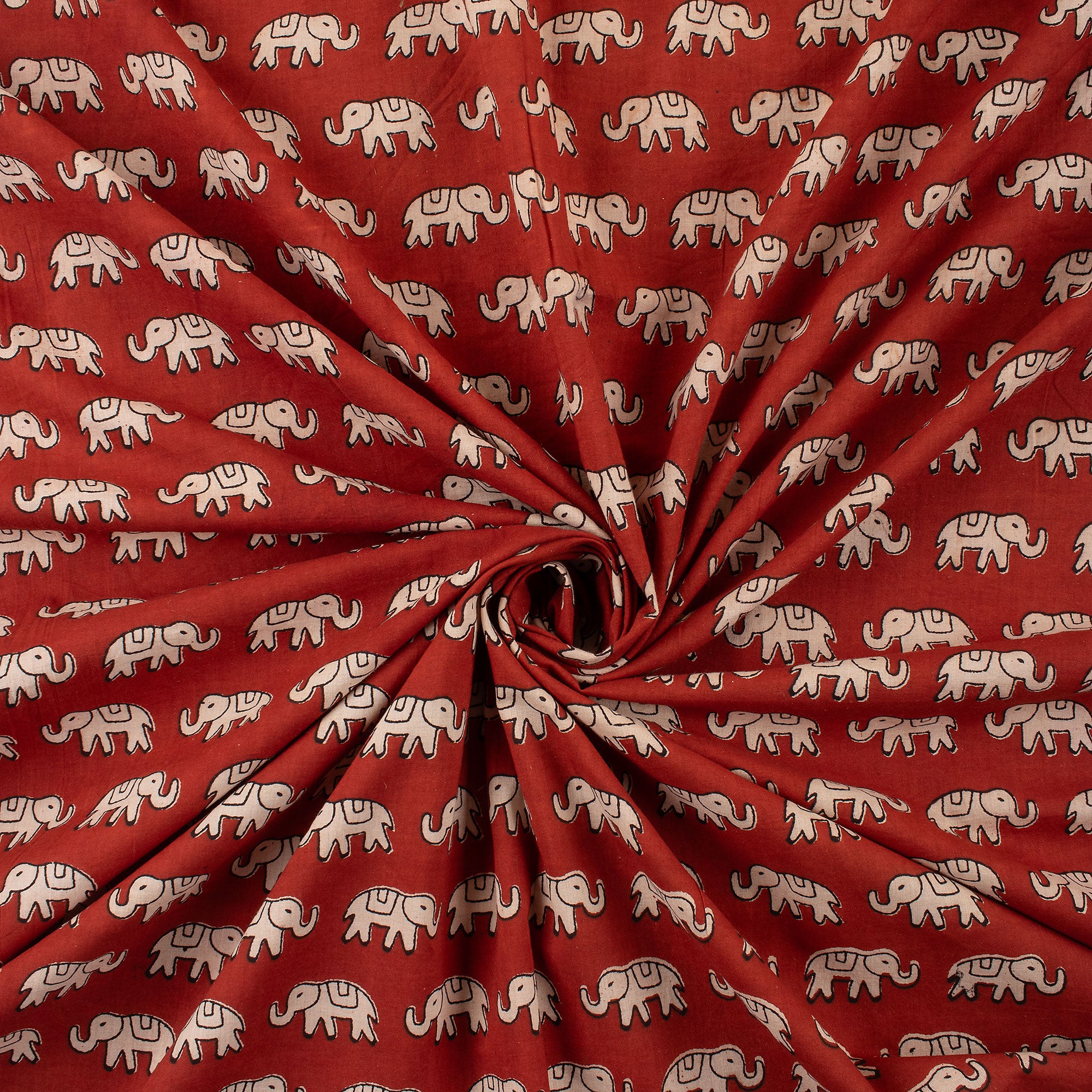 Elephant Bagru Hand Block Printed Cotton Fabric Online