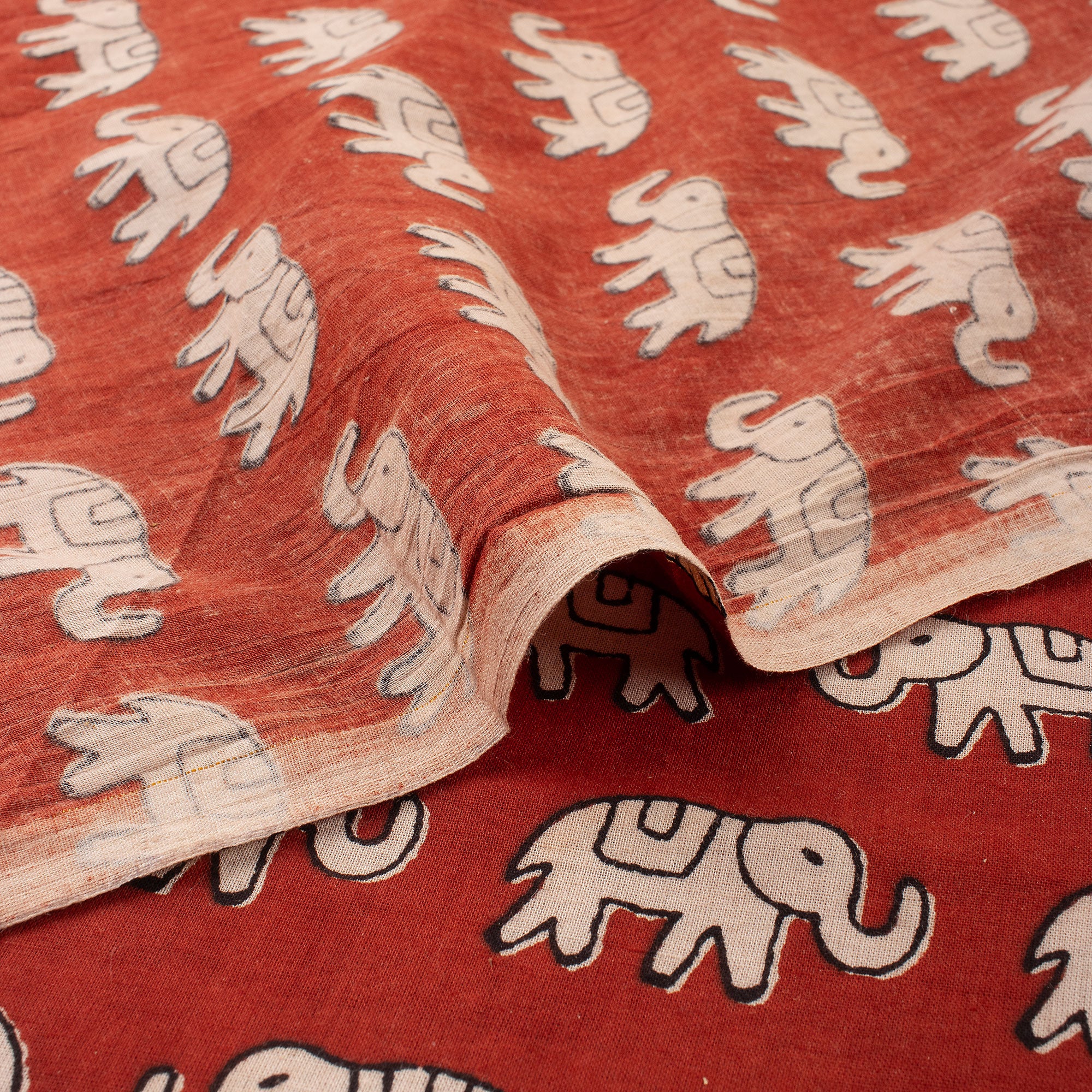 Elephant Bagru Hand Block Printed Cotton Fabric Online