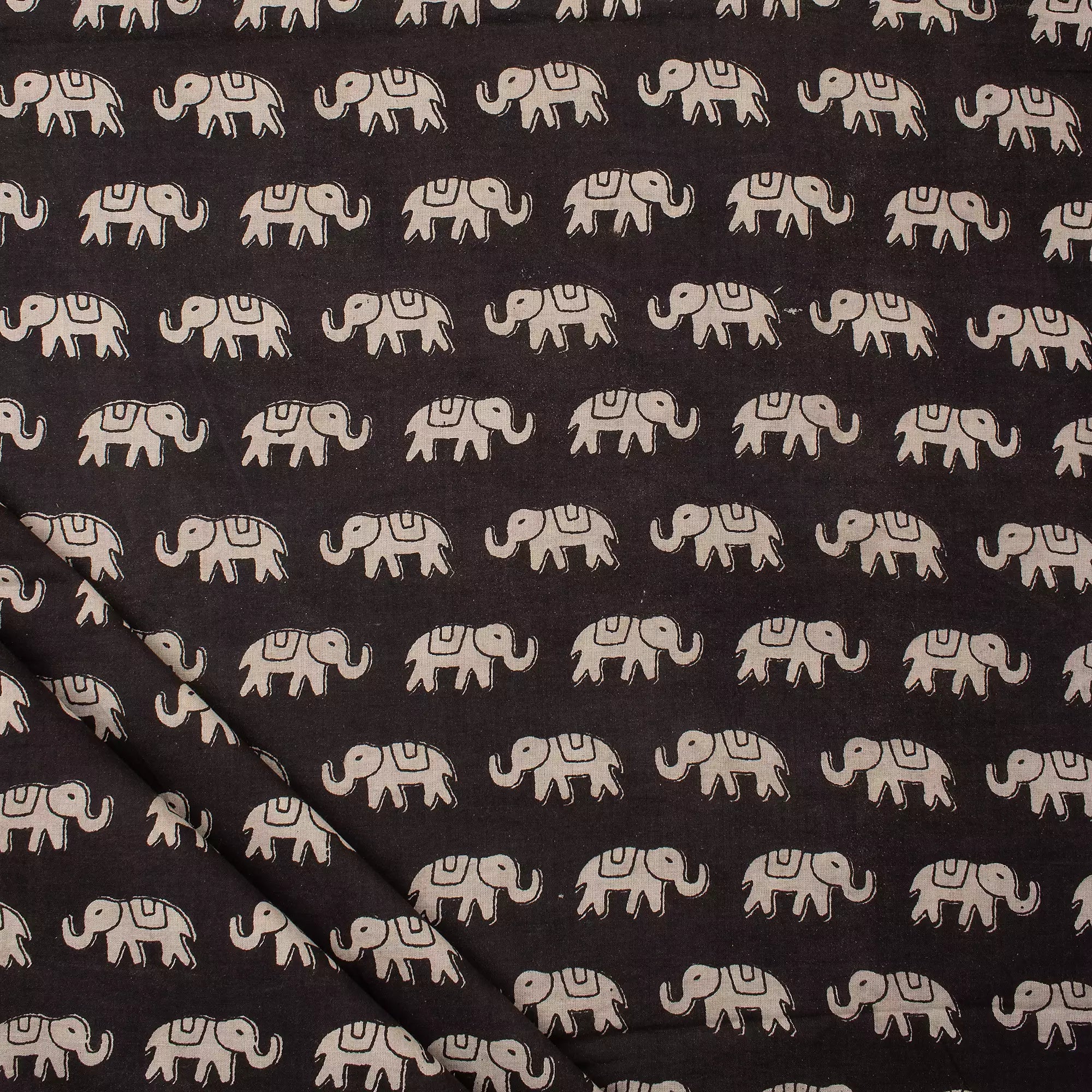 Elephant Hand Block Bagru Printed Fabric