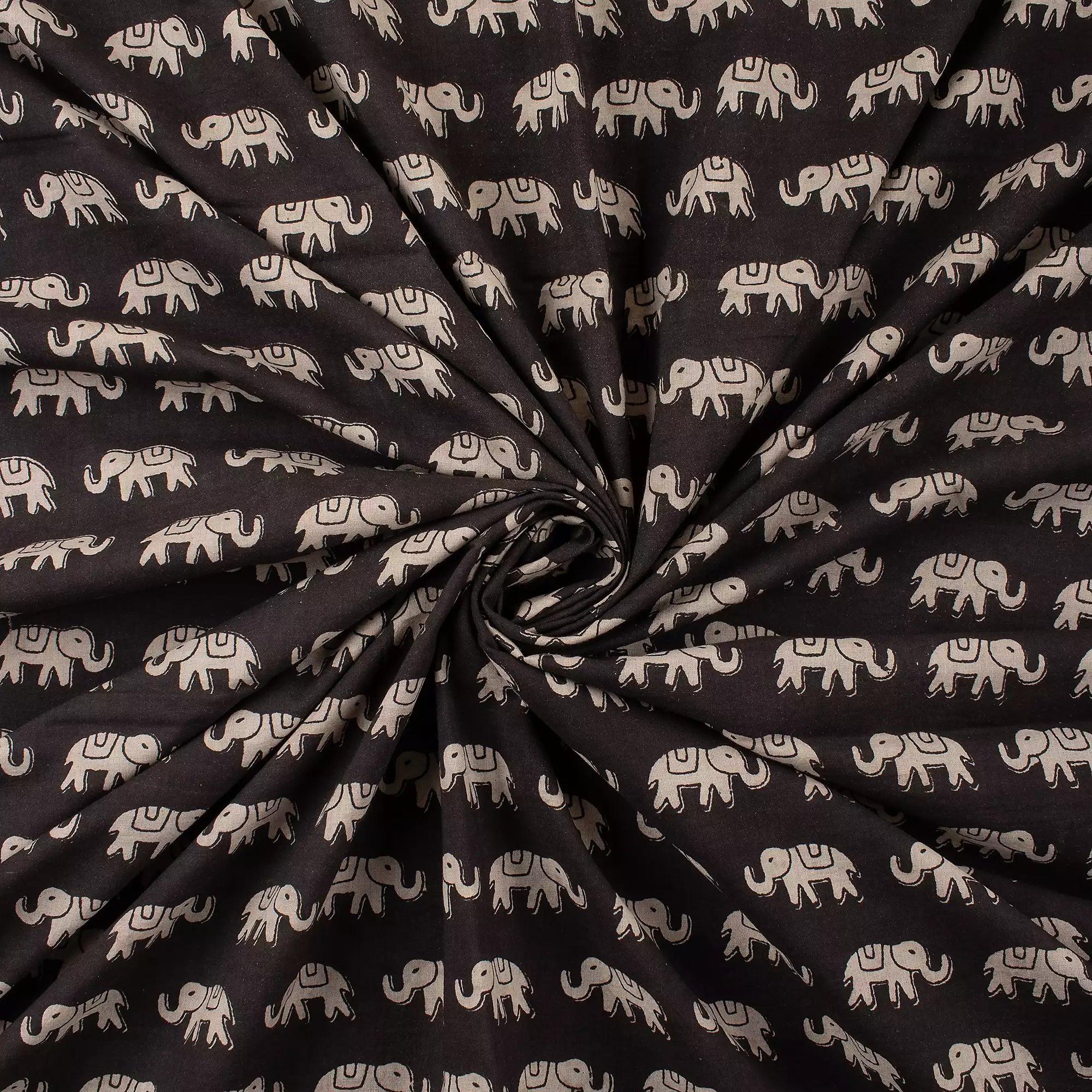 Elephant Hand Block Bagru Printed Fabric