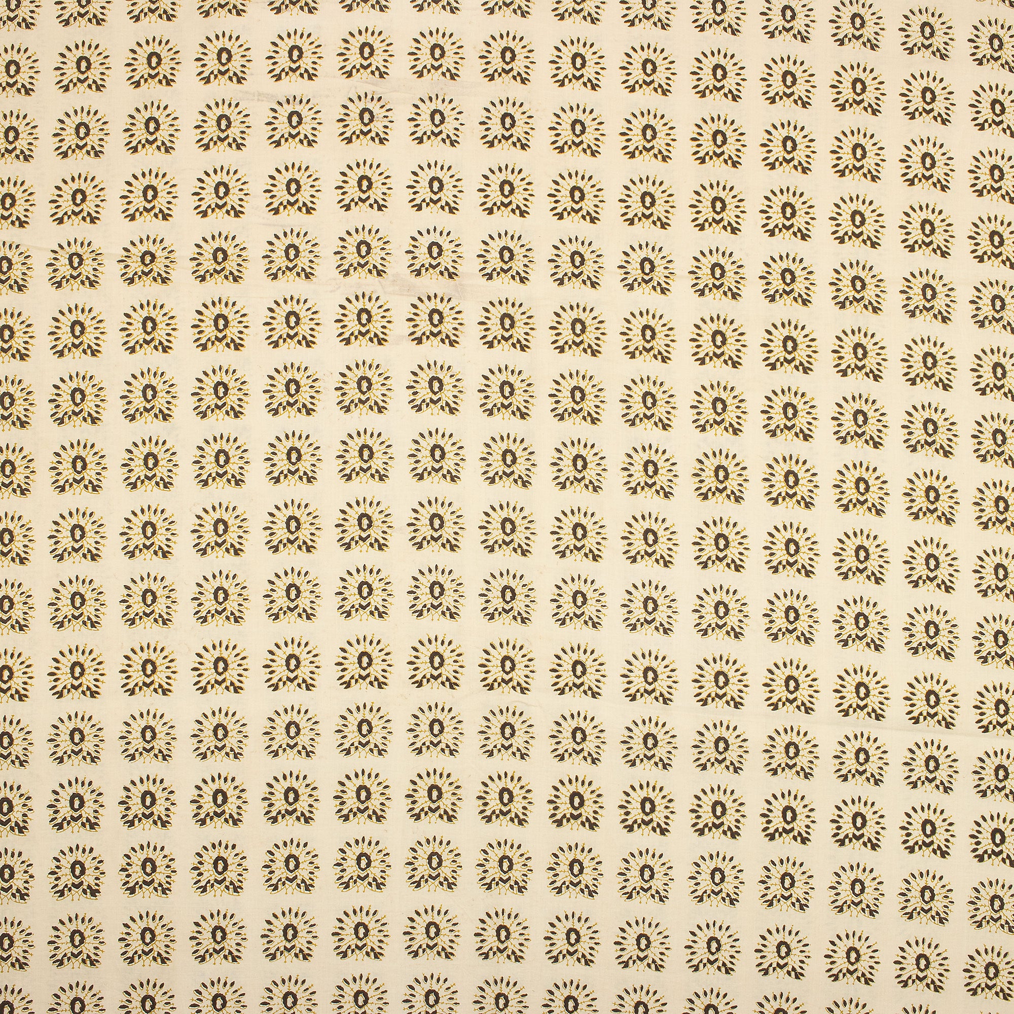 Brown Bagru Hand Block Peacock Printed Fabric