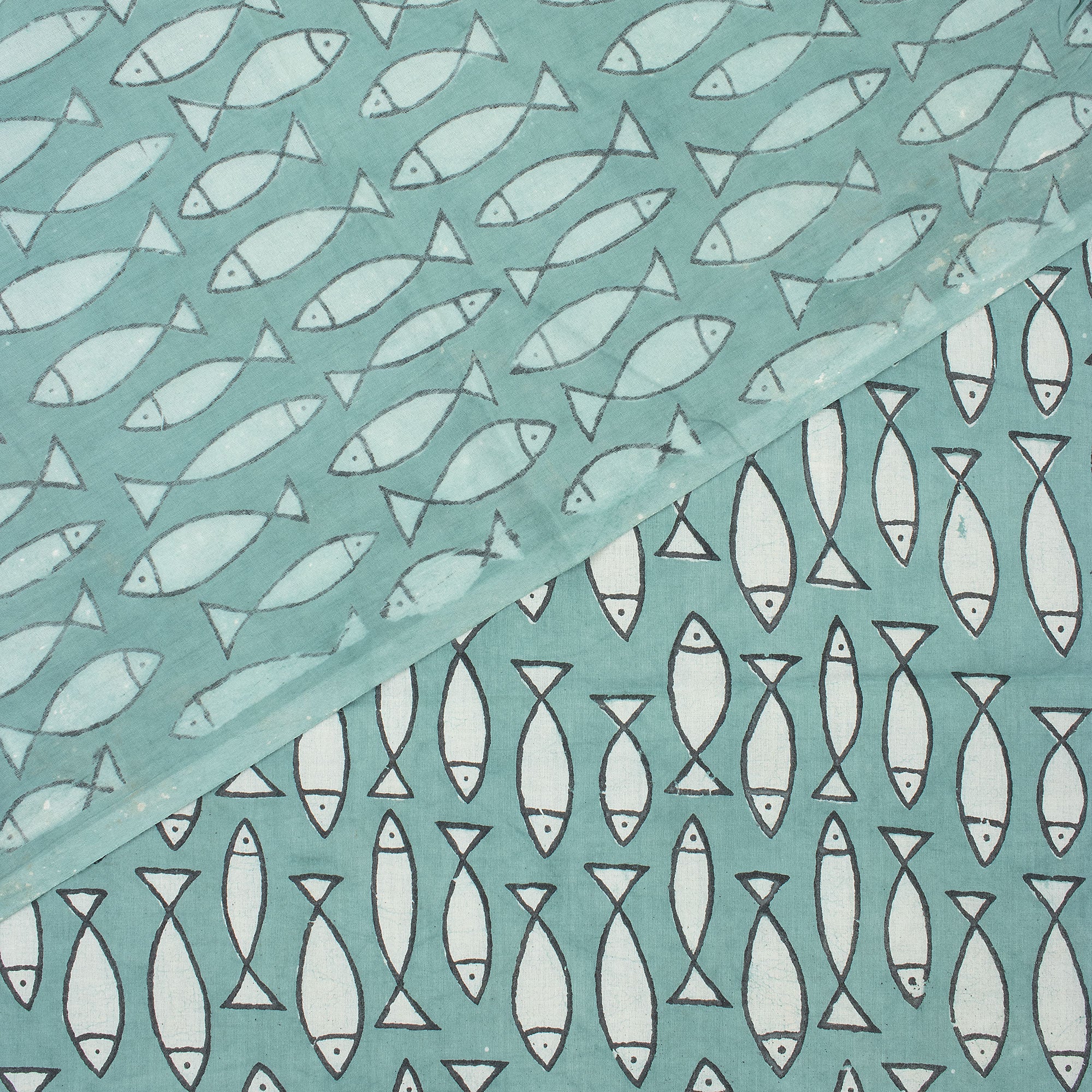 Indian Hand Block Print Fabric Fish Cotton Bagru Fabric