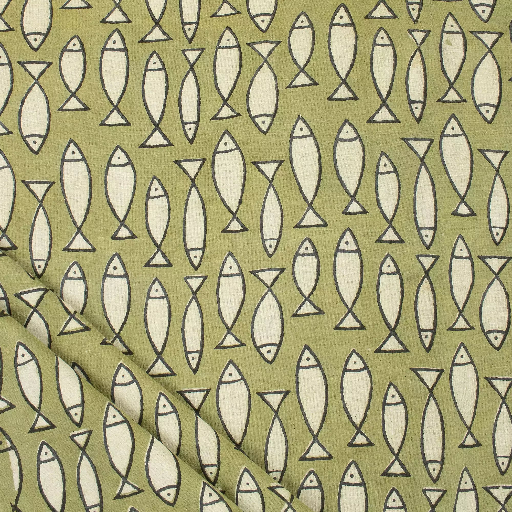 Fish Handmade Organic Cotton Bagru Fabric Online