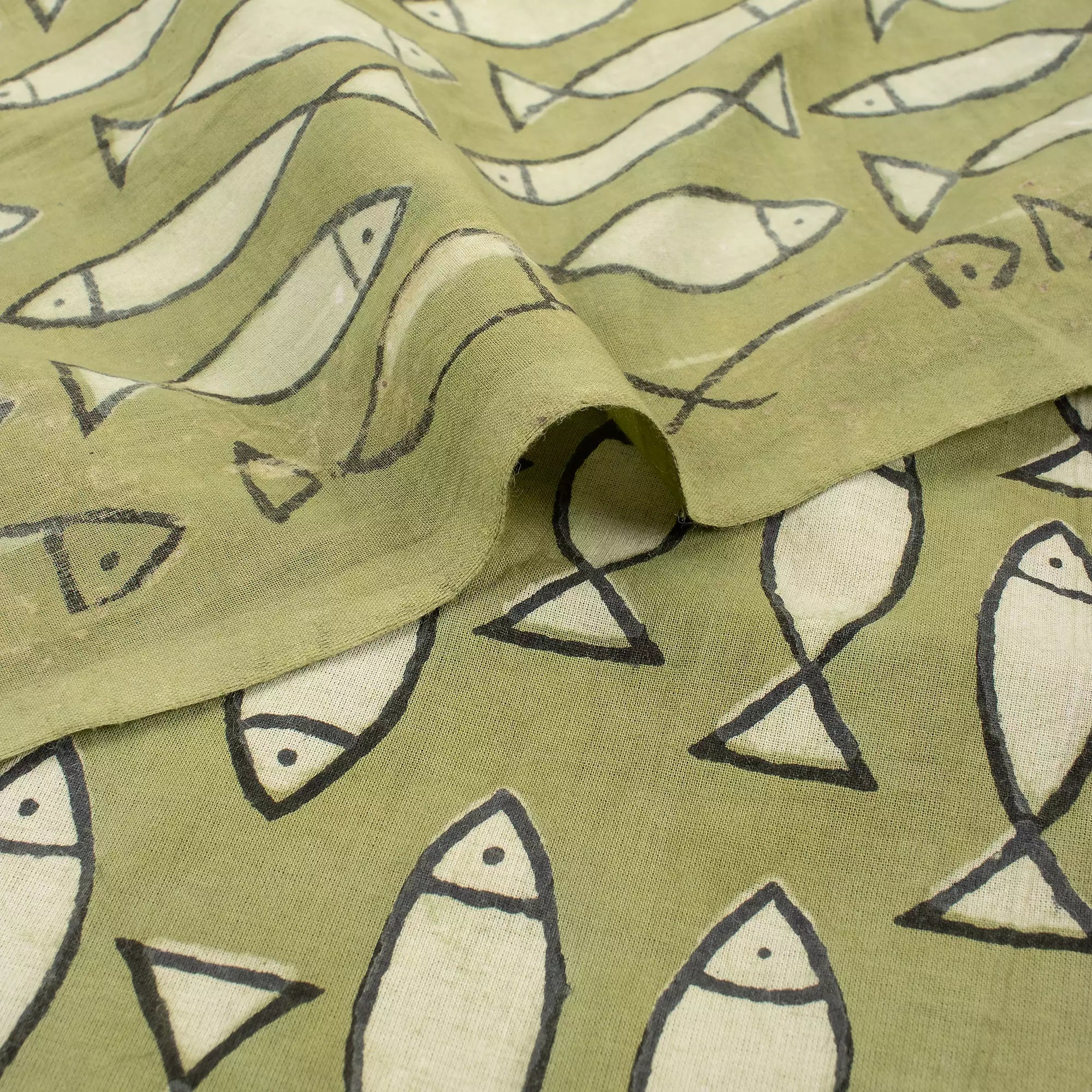 Fish Handmade Organic Cotton Bagru Fabric Online