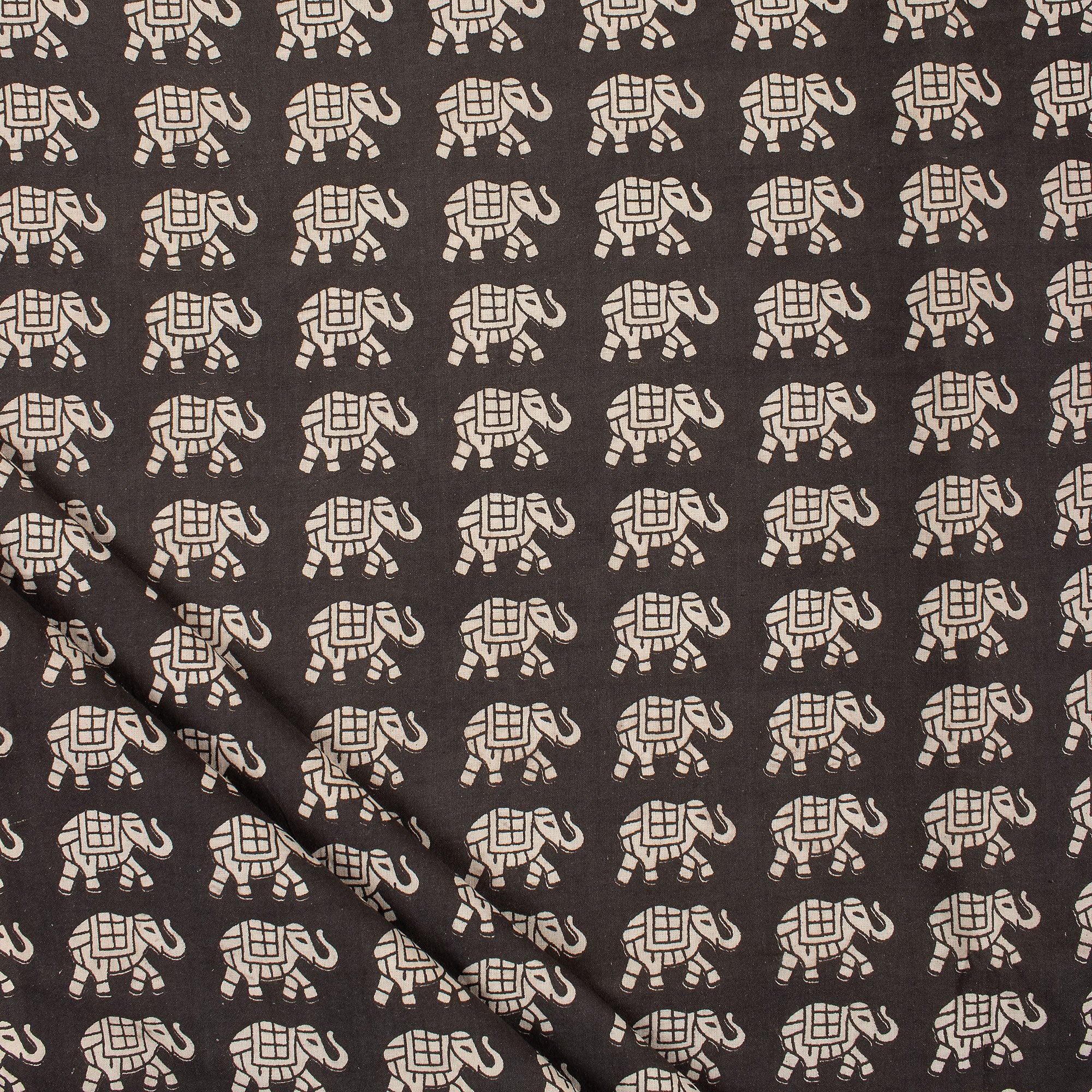 Bagru Elephant Hand Block Printed Fabric