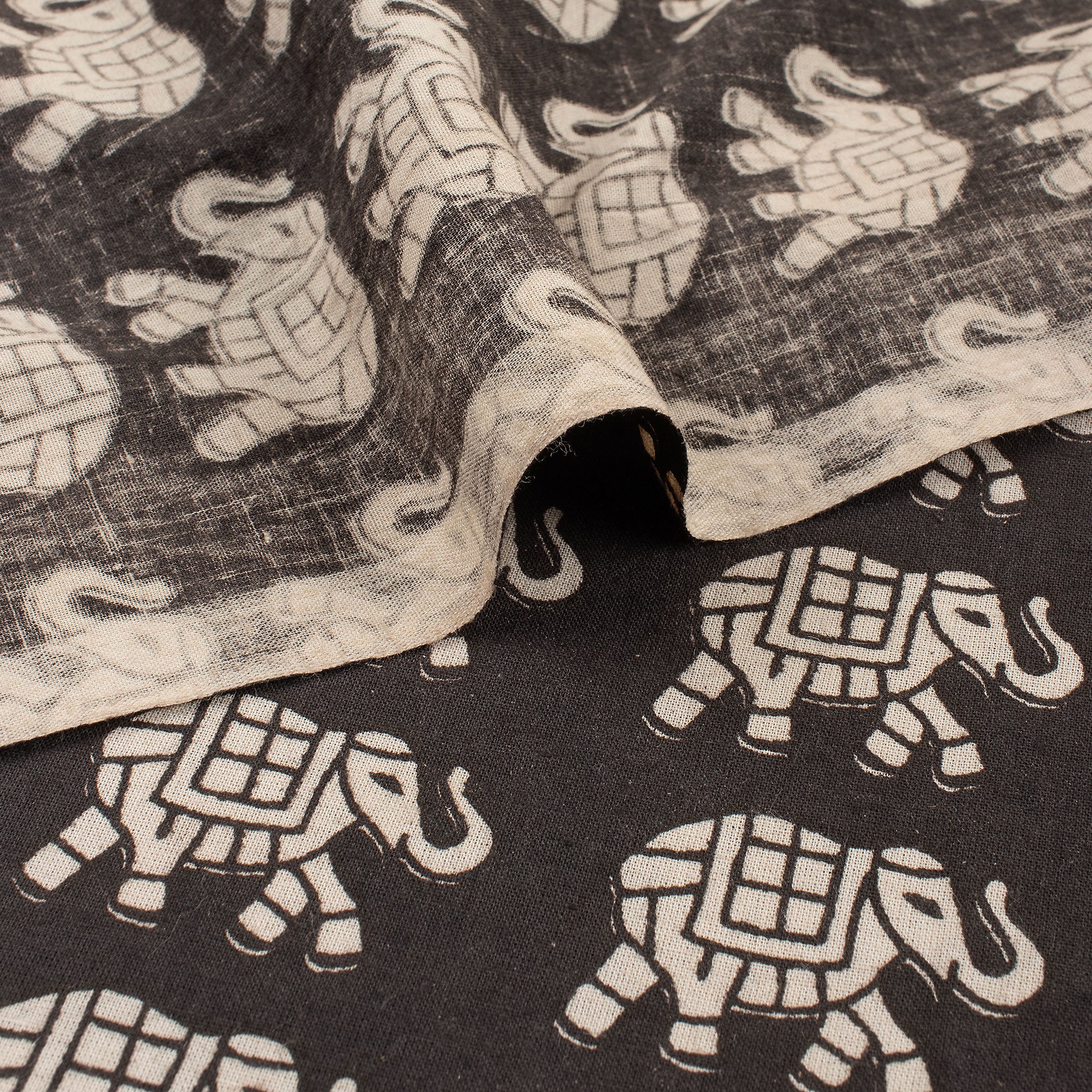 Bagru Elephant Hand Block Printed Fabric