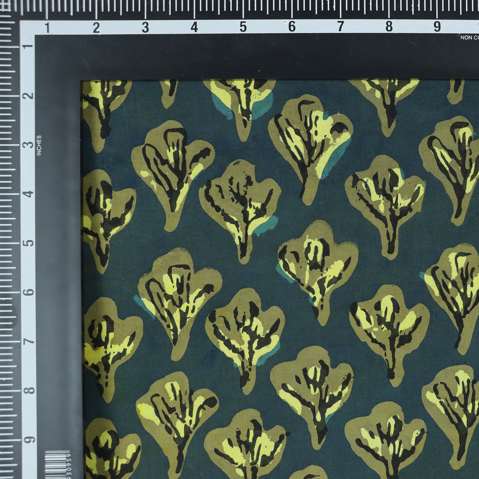 Yellow Floral Hand Block Print Dabu Textile Fabric