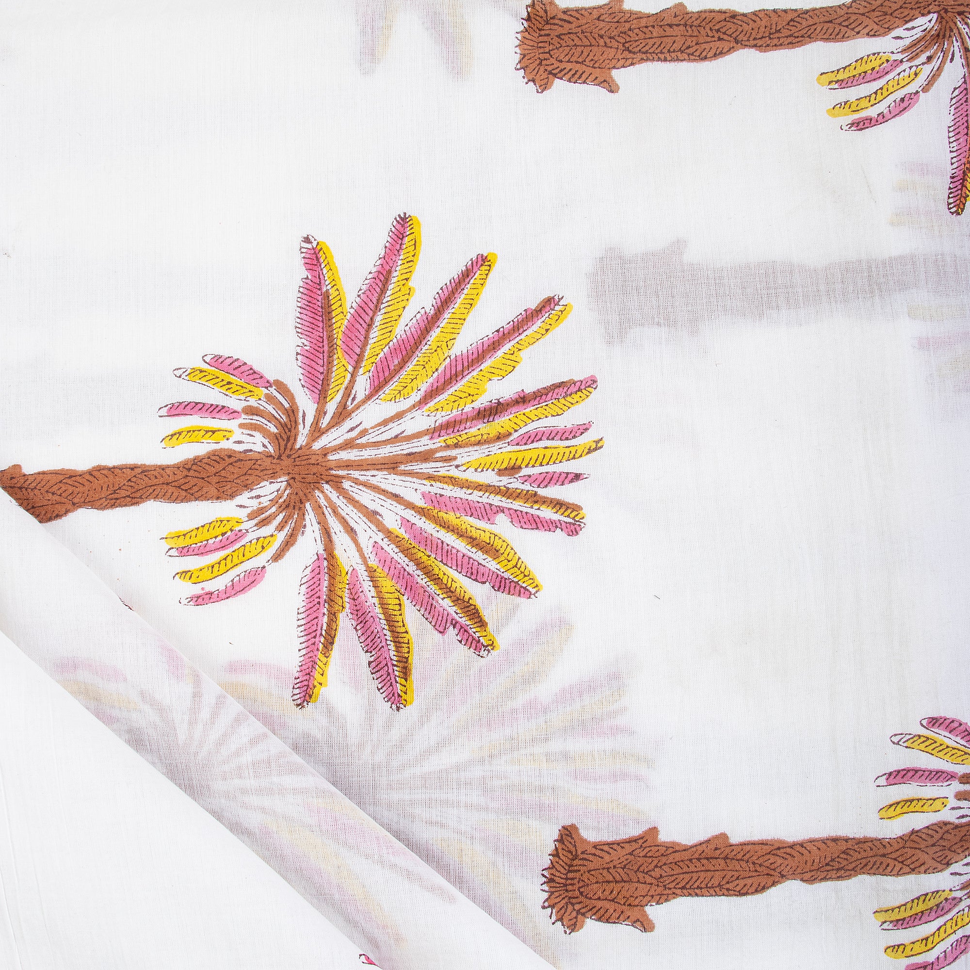 Hand Blocked Fabric Pure Cotton Palm Print