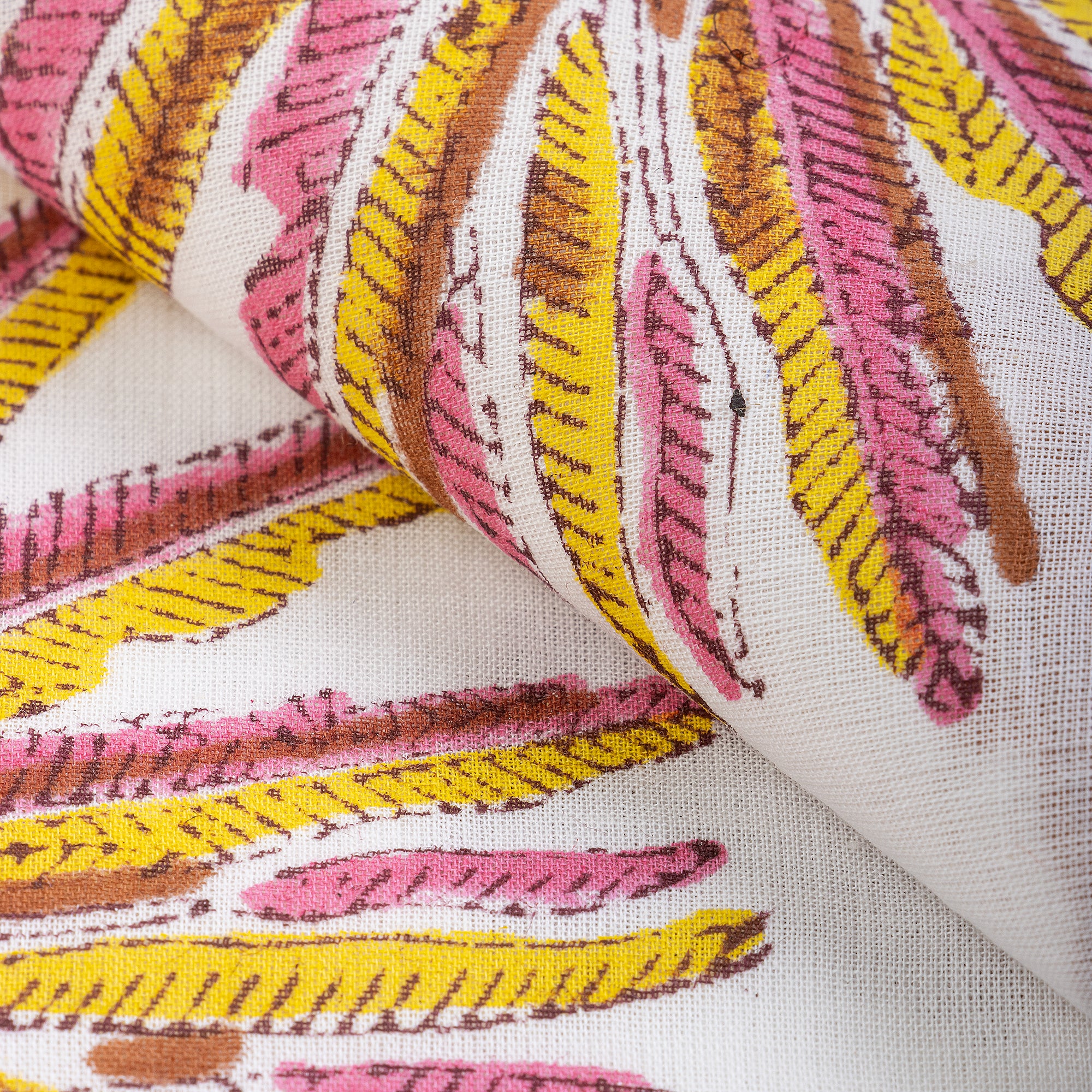 Hand Blocked Fabric Pure Cotton Palm Print