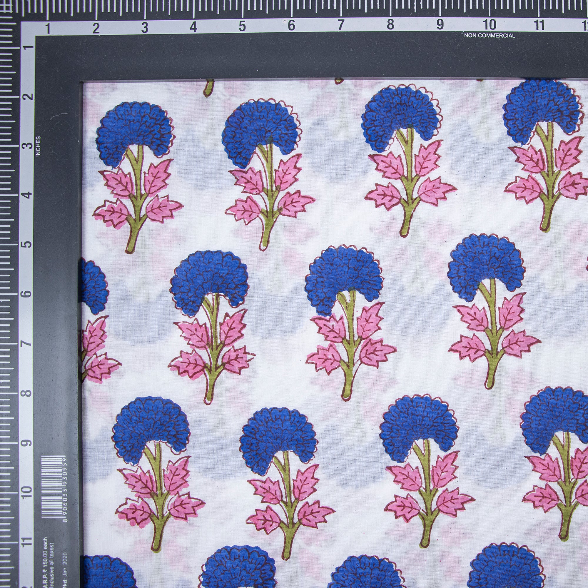 Natural Floral Handcrafted Mud Block Printed Cotton Fabric Cloth