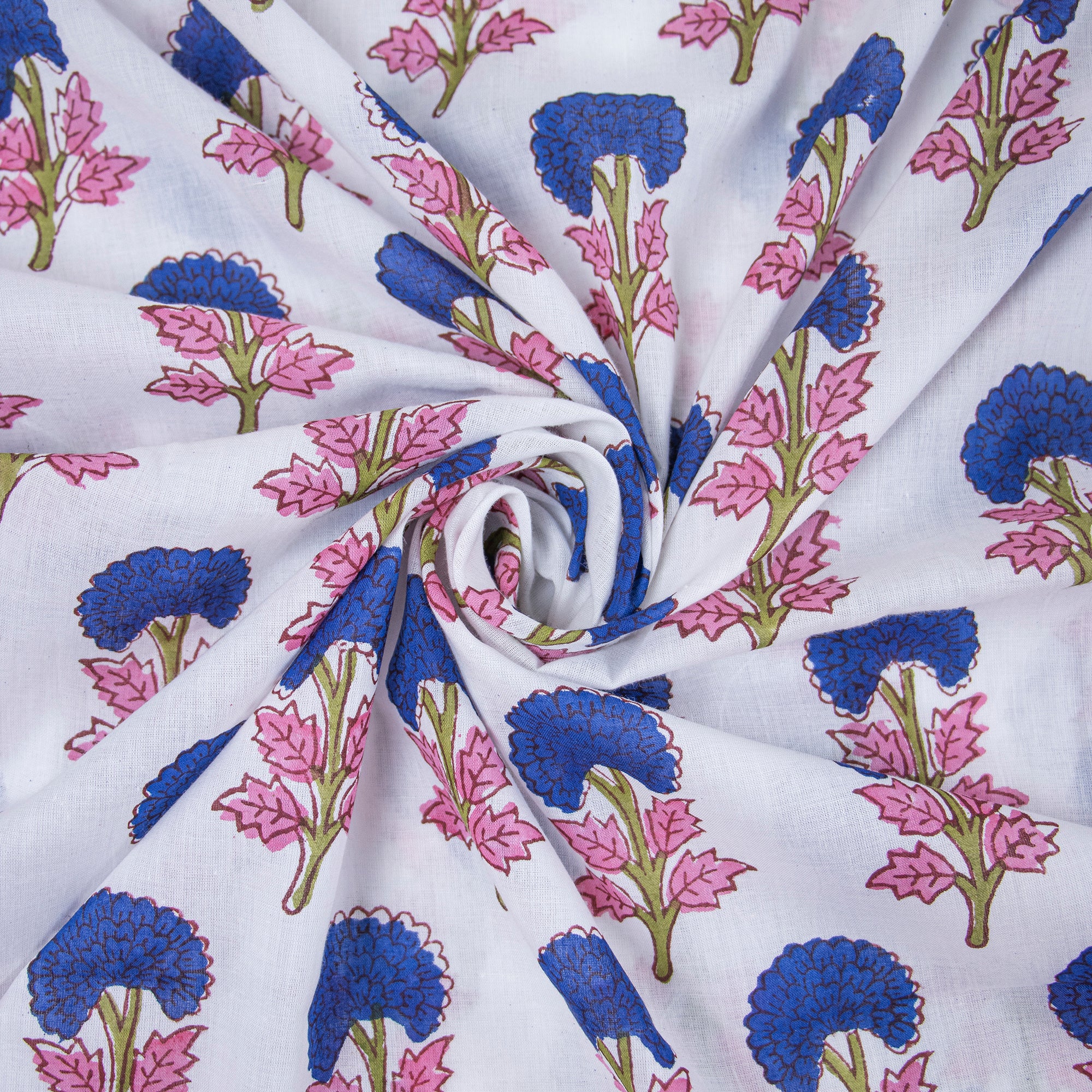 Multicolor Cotton Hand Block Print Fabric
