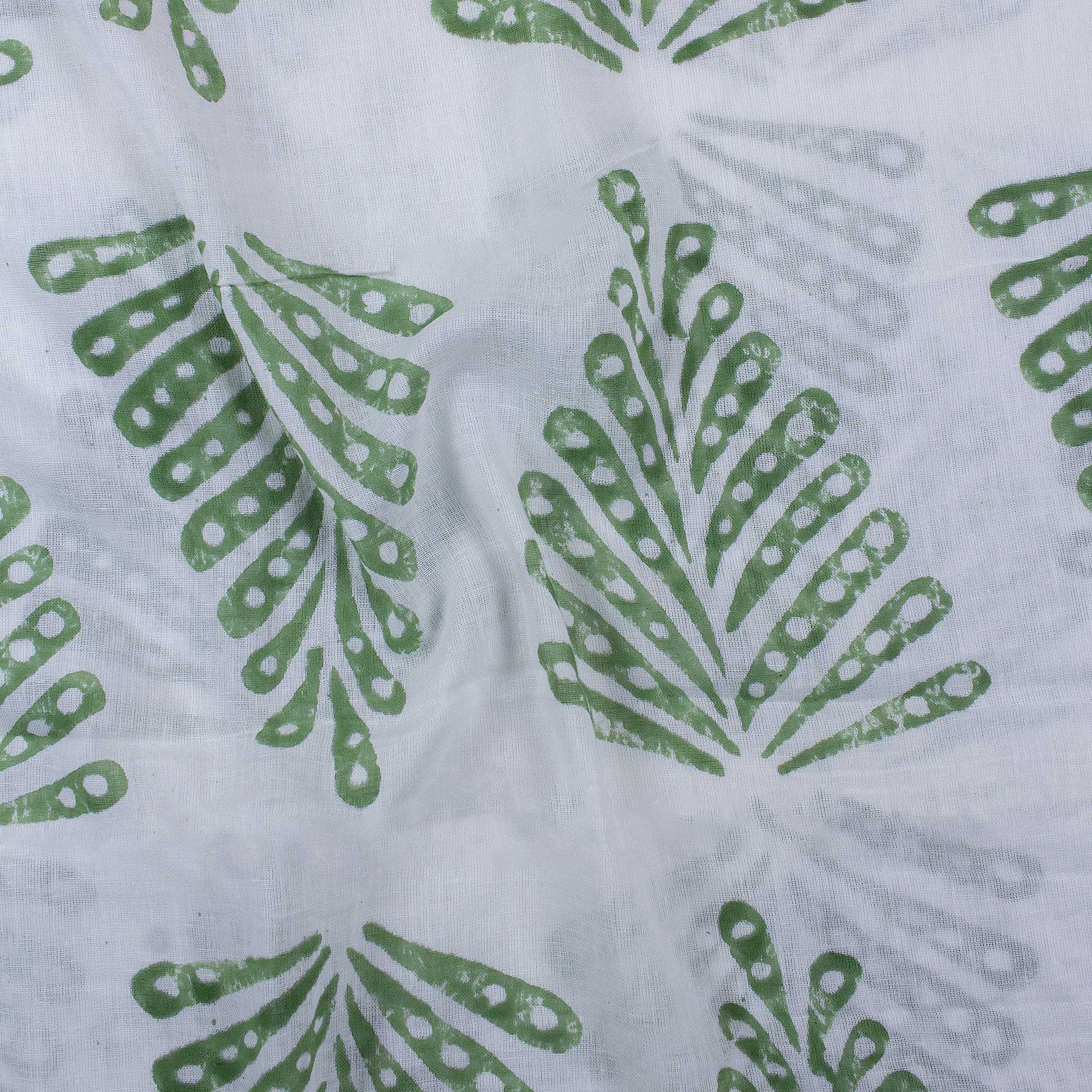 Premium Green Leaf Hand Block Print Fabric