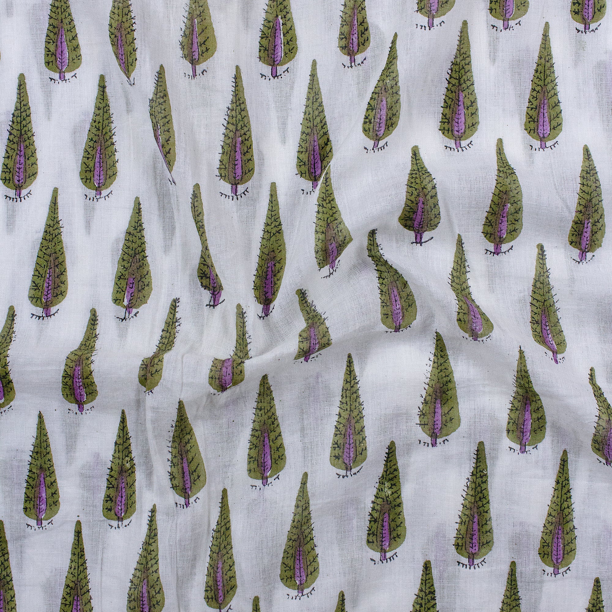 Leaf Hand Block Cotton Printed Fabric