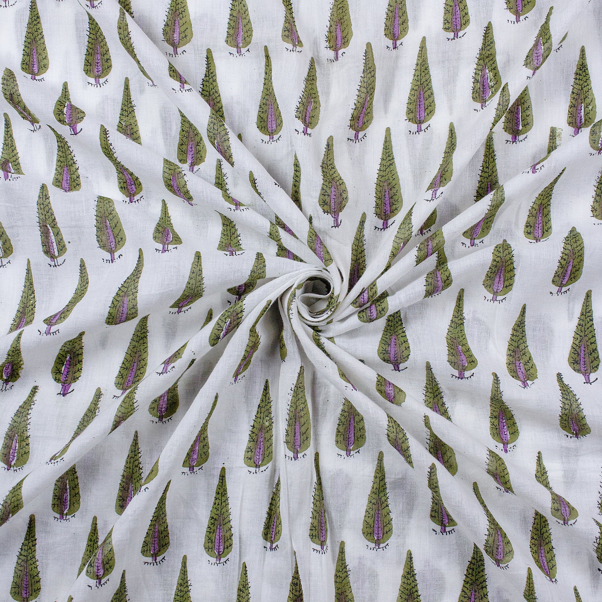 Leaf Hand Block Cotton Printed Fabric