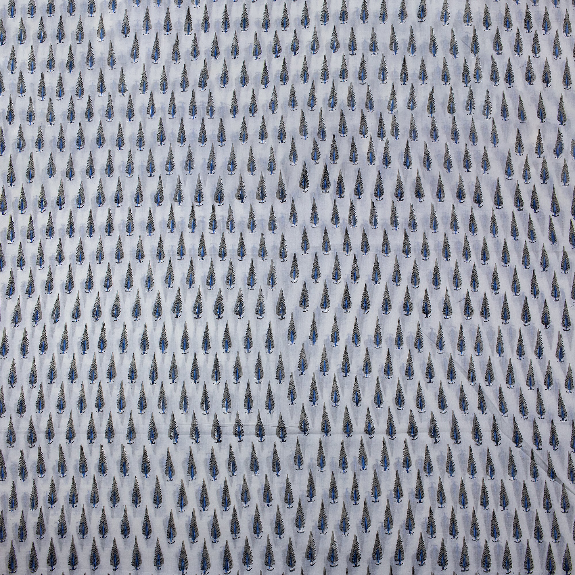 Blue Leaf Indian Block Print Cloth and Cotton Fabric