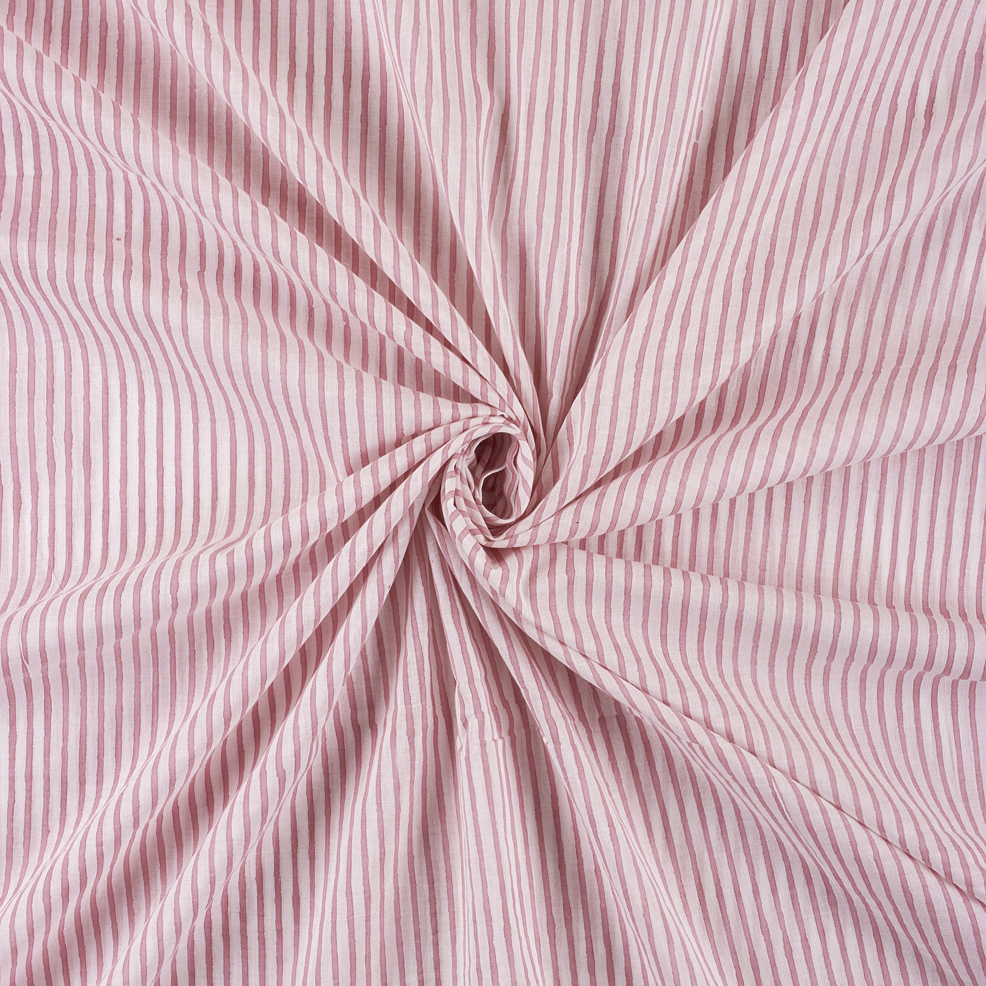 New Pink Stripe Organic Cotton Hand Block Print Fabric