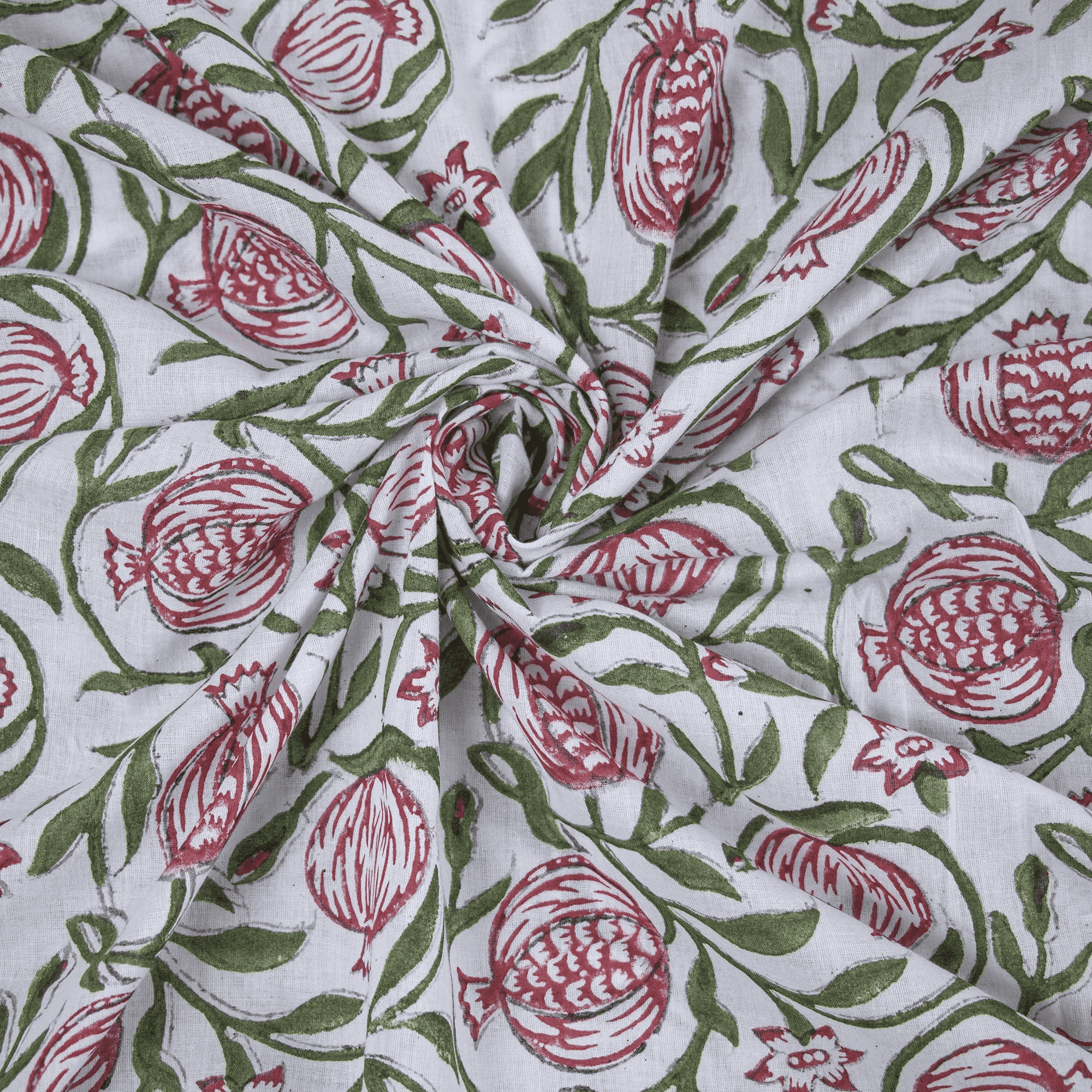 Hand Block Print Pomegranate Pure Cotton Fabric
