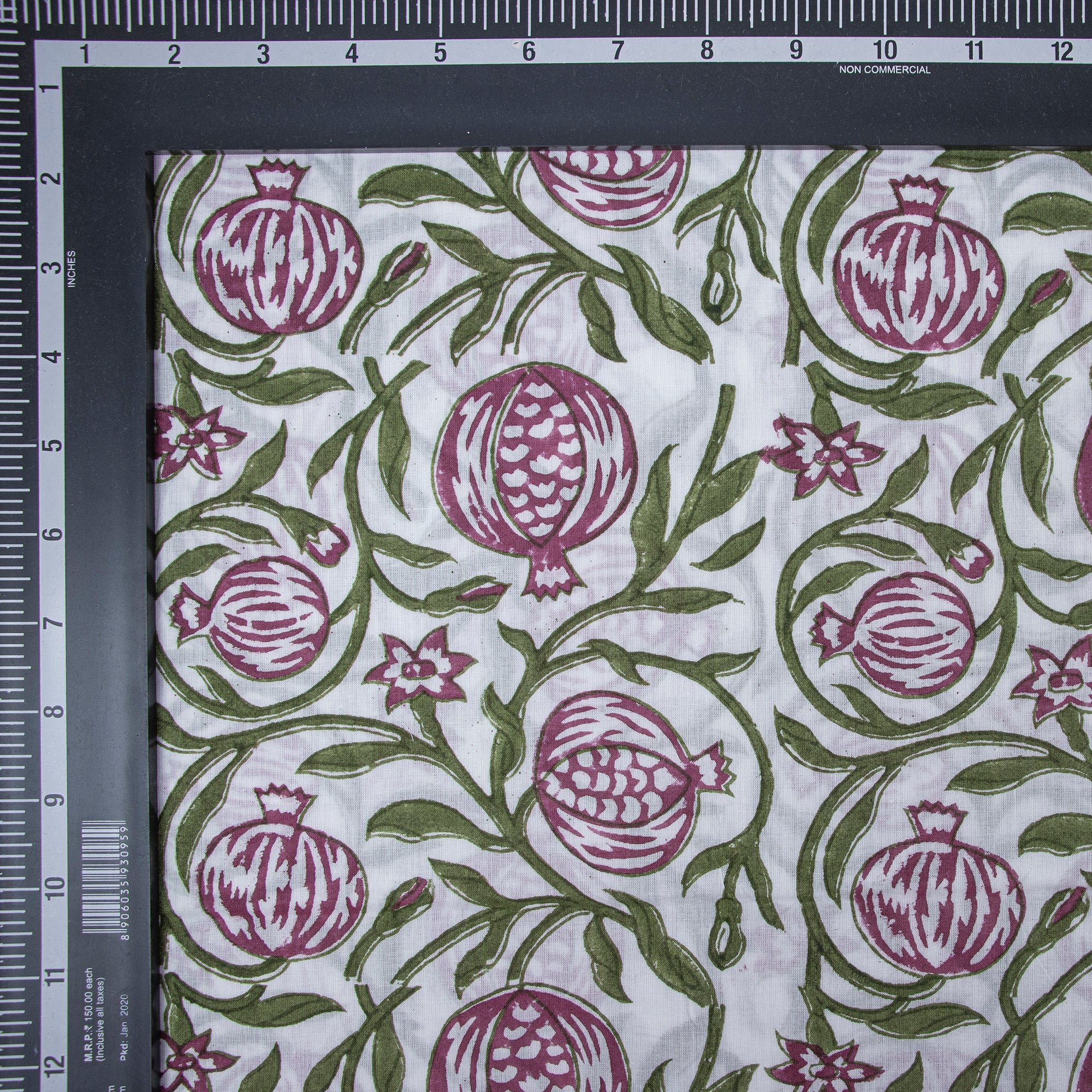 Fruit Pint Indian Hand Blocked Pure Cotton Mud Resist Fabric