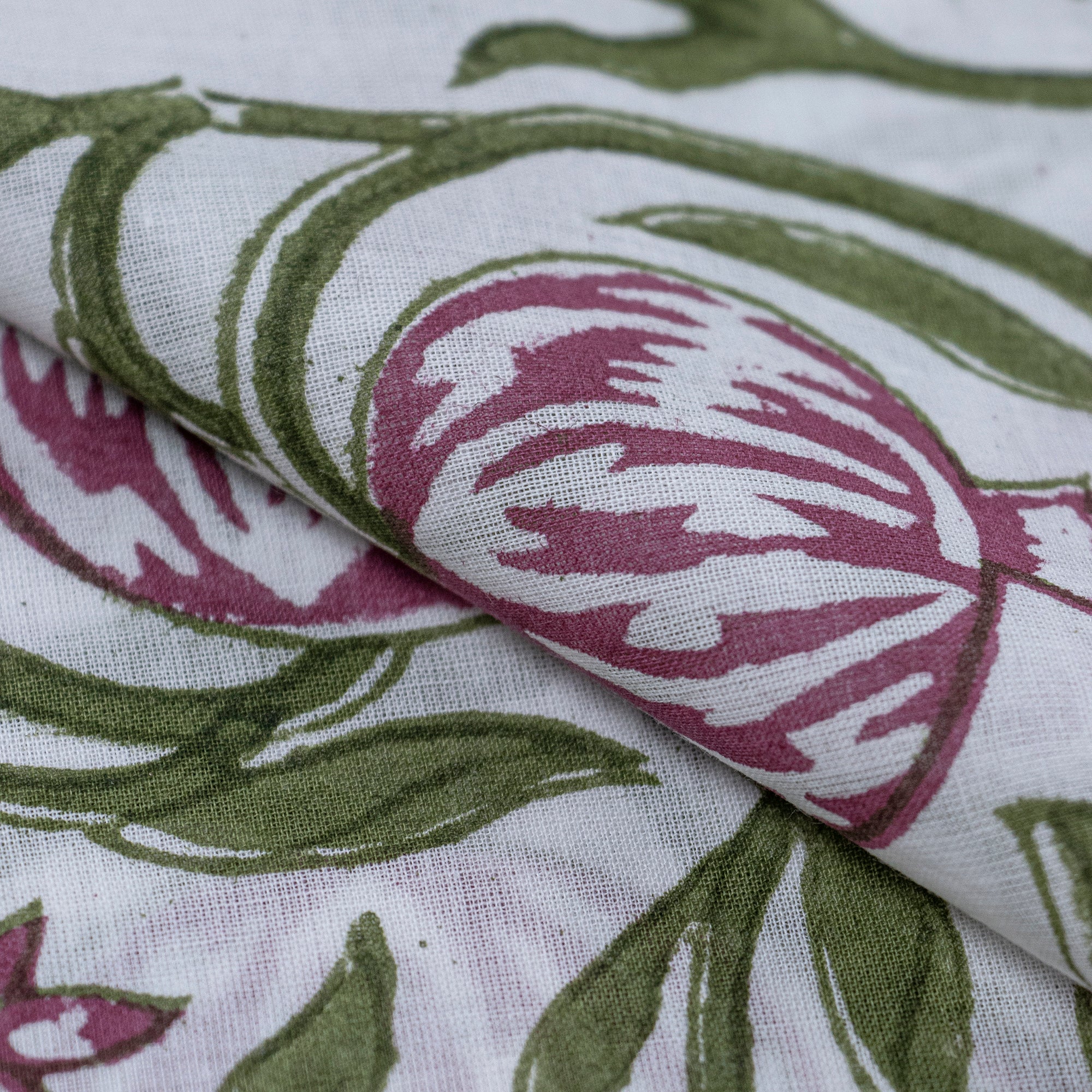 Pink Block Printed Cotton Fabric and Jaipur Cotton Material