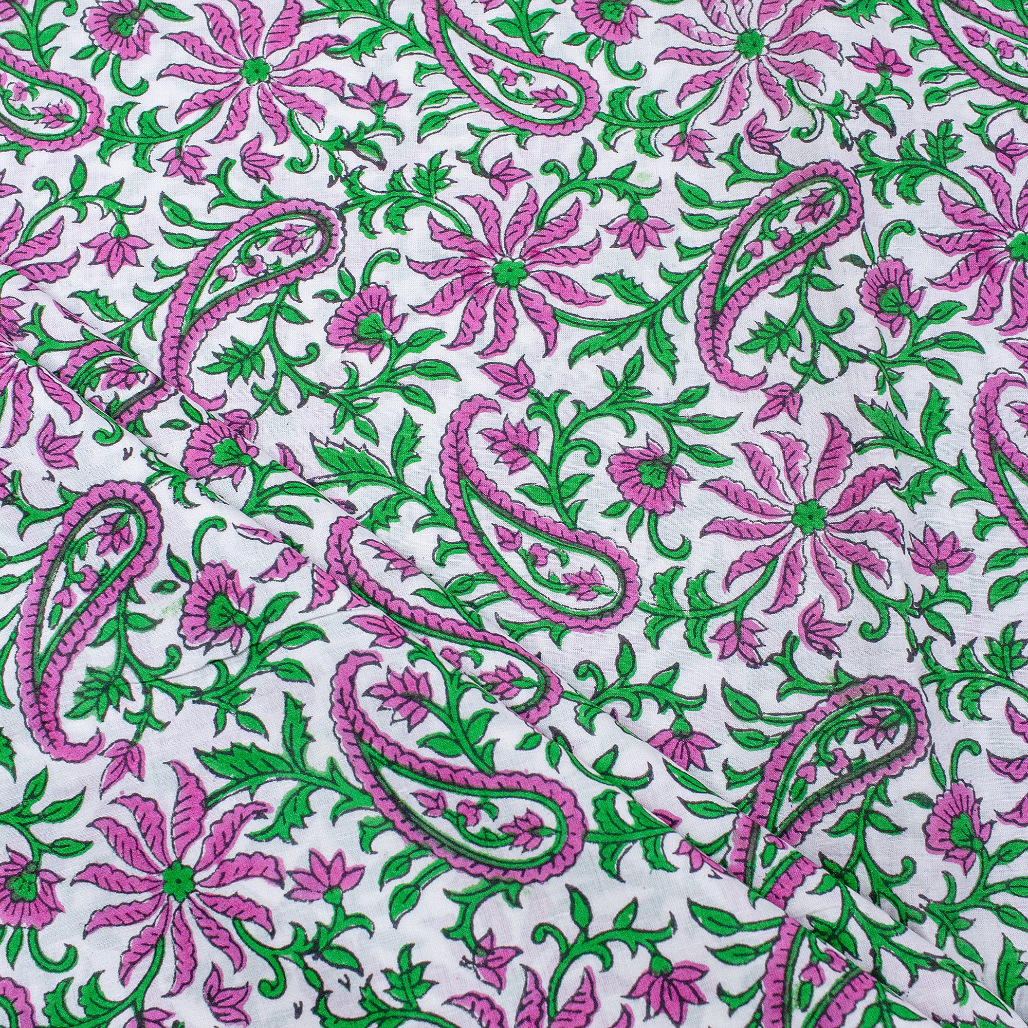 Pink Block Print Fabric 100% Cotton