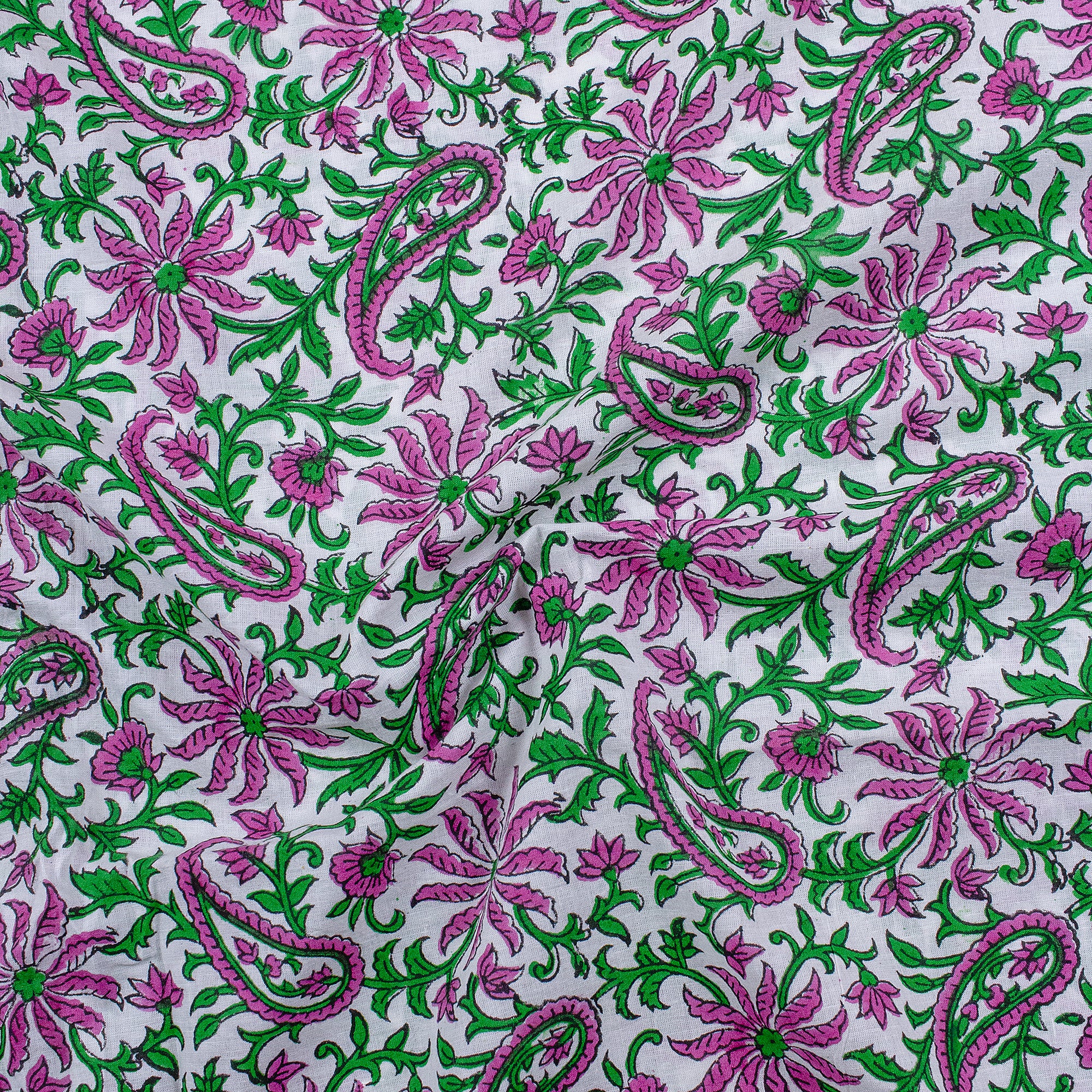 Pink Block Print Fabric 100% Cotton