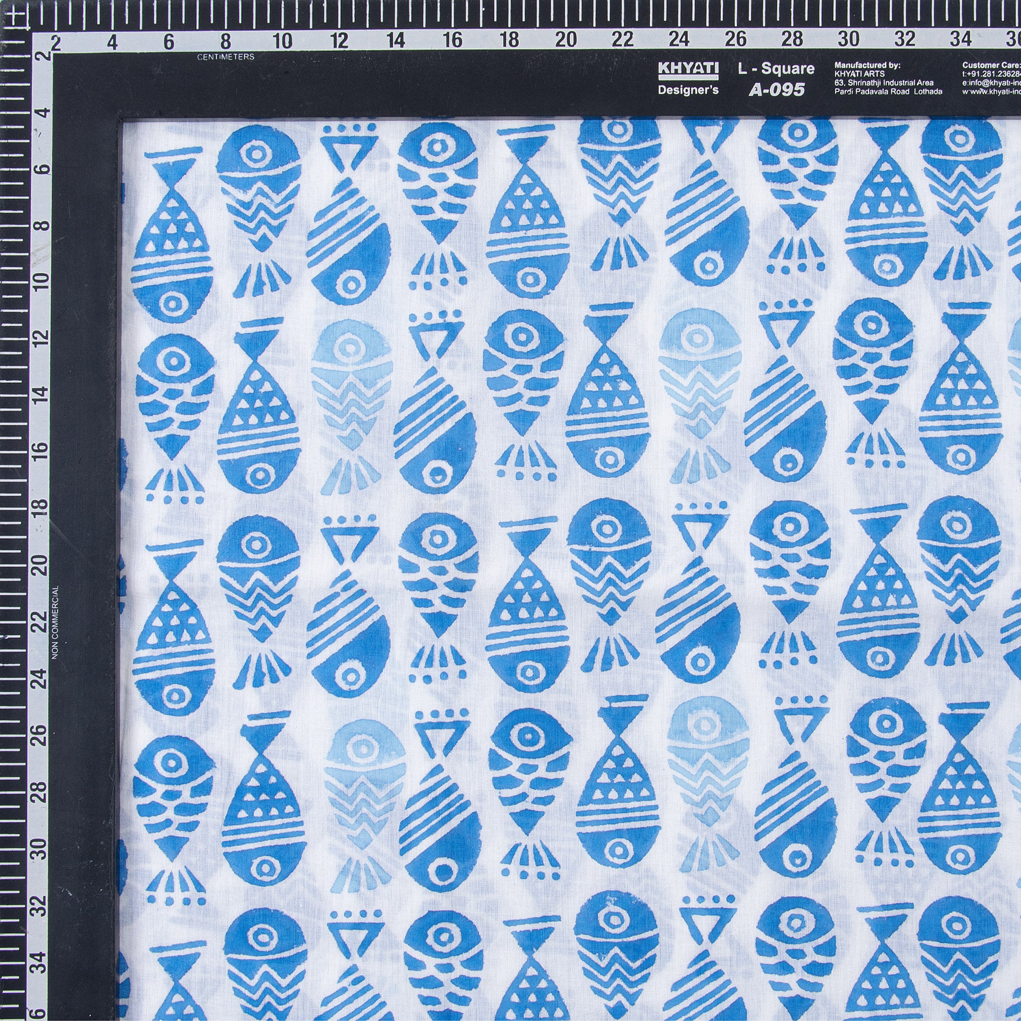 Blue Fish Indian Hand Block Printed Fabric