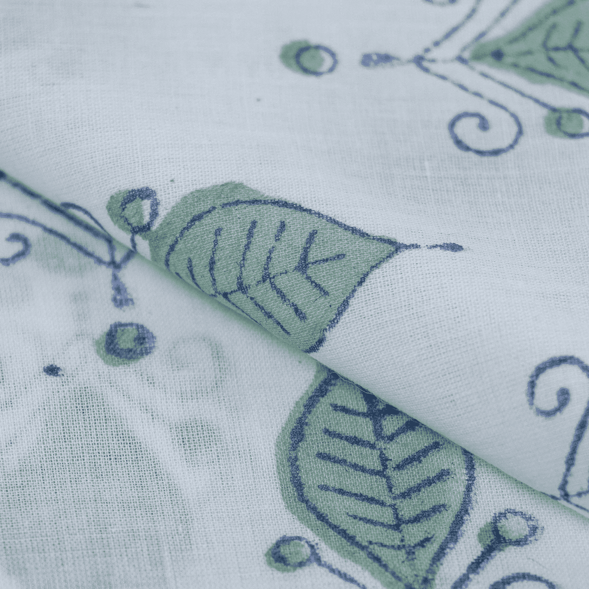 Block Soft Cotton Fabric Leaf Print