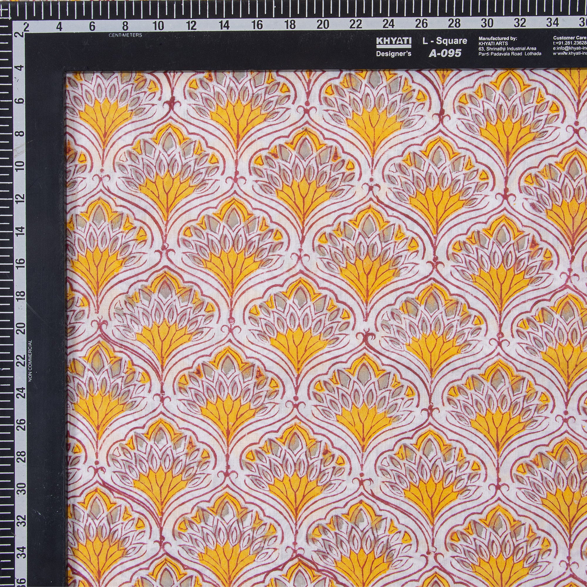 Orange Leaf Hand Block Printed Running Fabric
