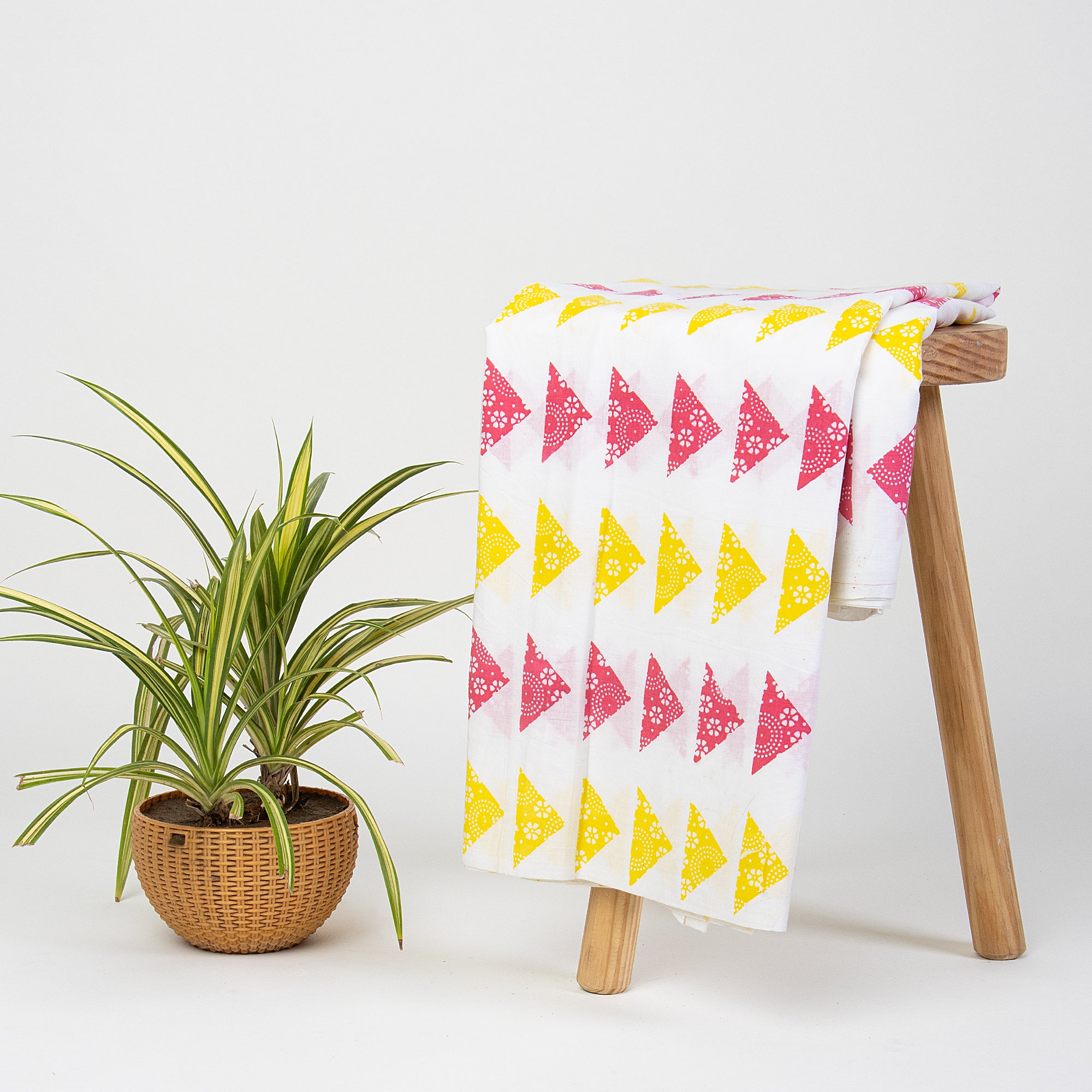Multicolor Pure Cotton Ikat Print Fabric