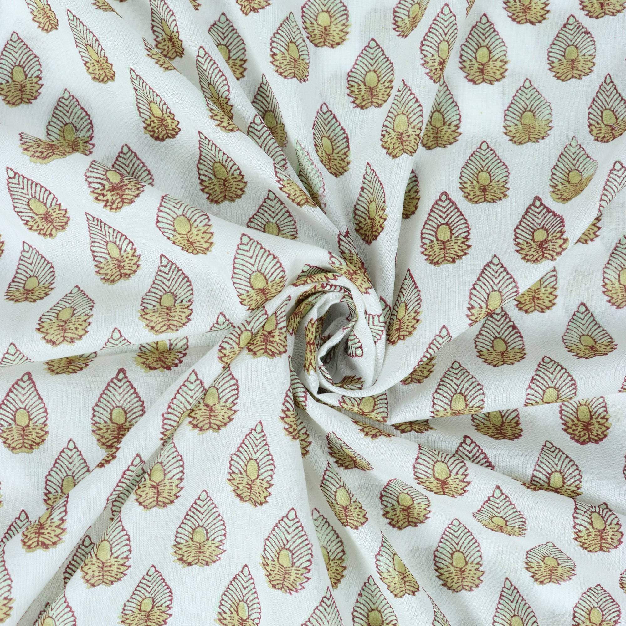 Yellow Leaf Jaipur Block Print Fabric