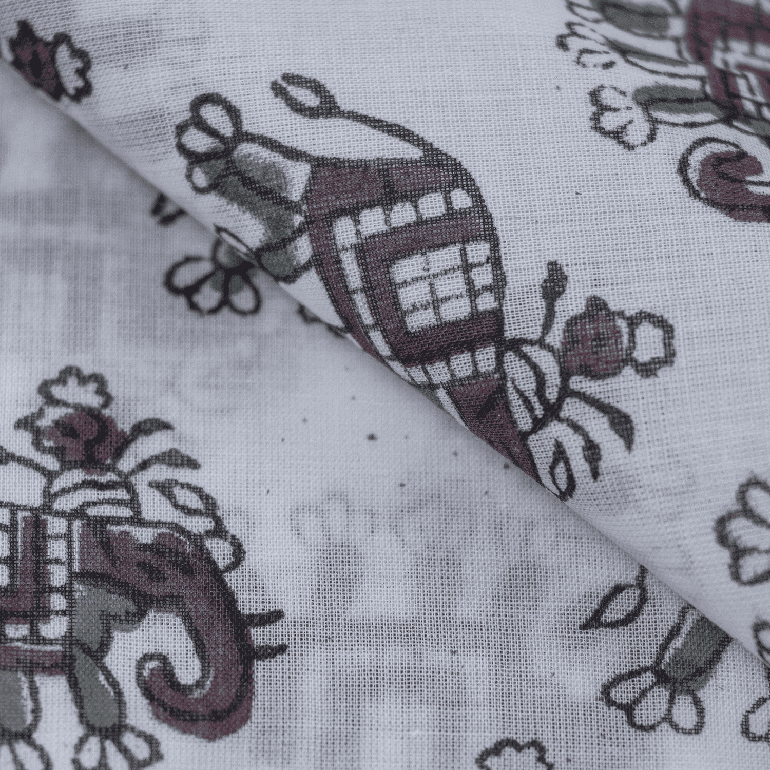 Handmade Elephant Print Pure Cotton Fabric