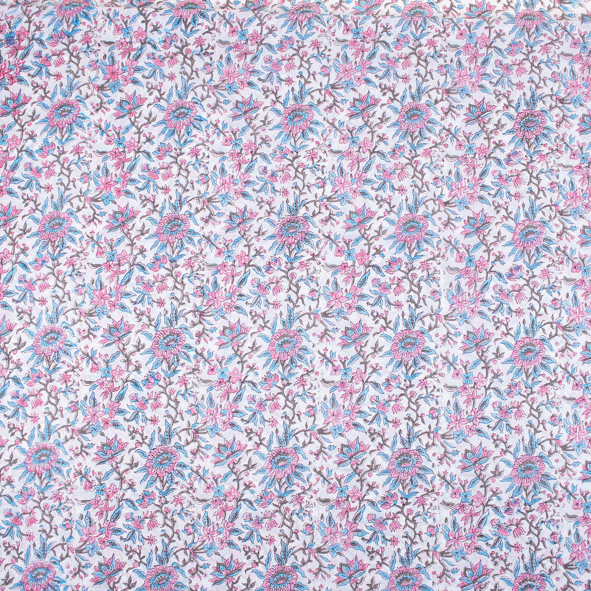 Pink Floral Jaipur Block Print Fabric