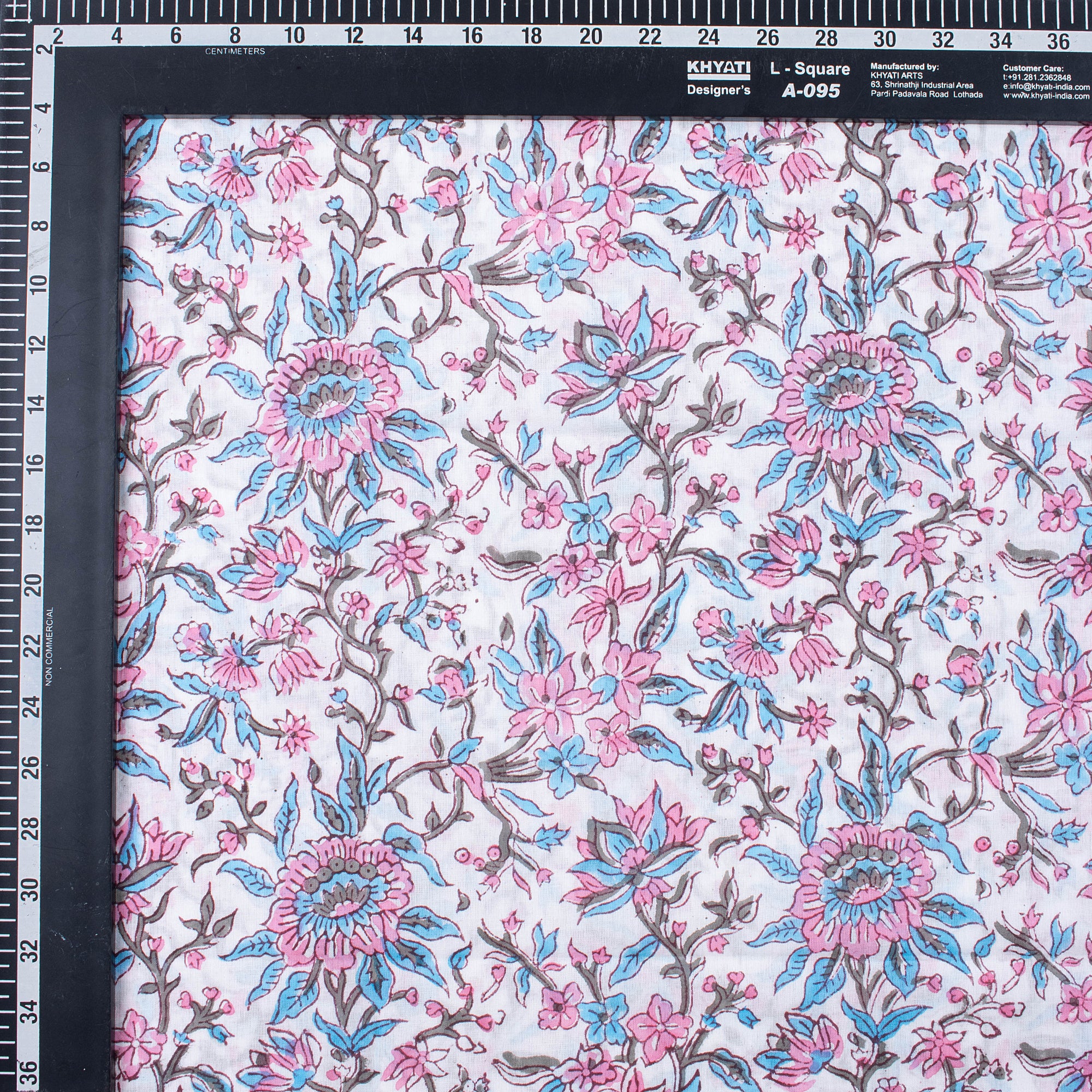 Pink Floral Indian Hand Block Printed Pure Cotton Eco Friendly Fabric