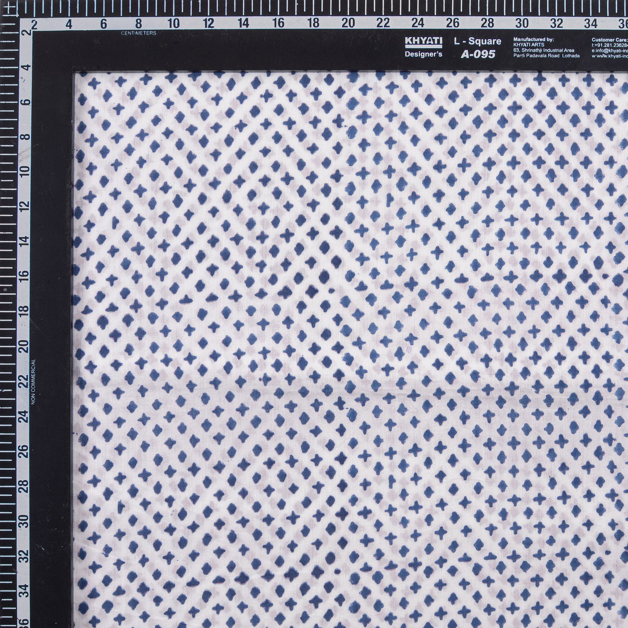 Blue Abstract Hand Block Printed Fabric for Kurti Fabric