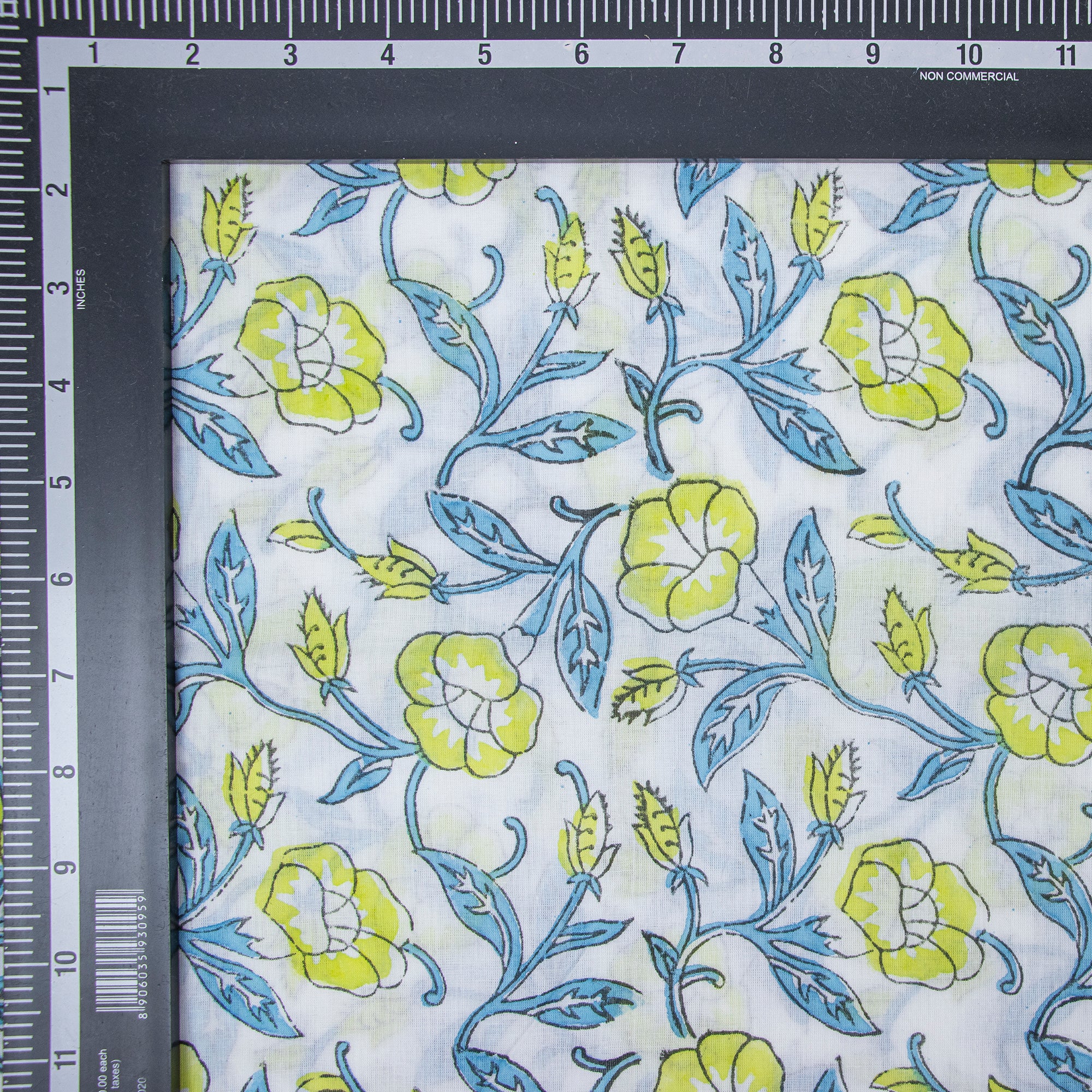 Floral Indian Hand Block Printed Light weighted Cotton Fabric for Quilt