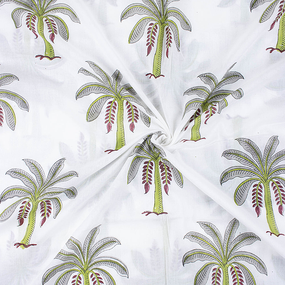 Organic Cotton Fabric Palm Tree Hand Dyed Natural Print