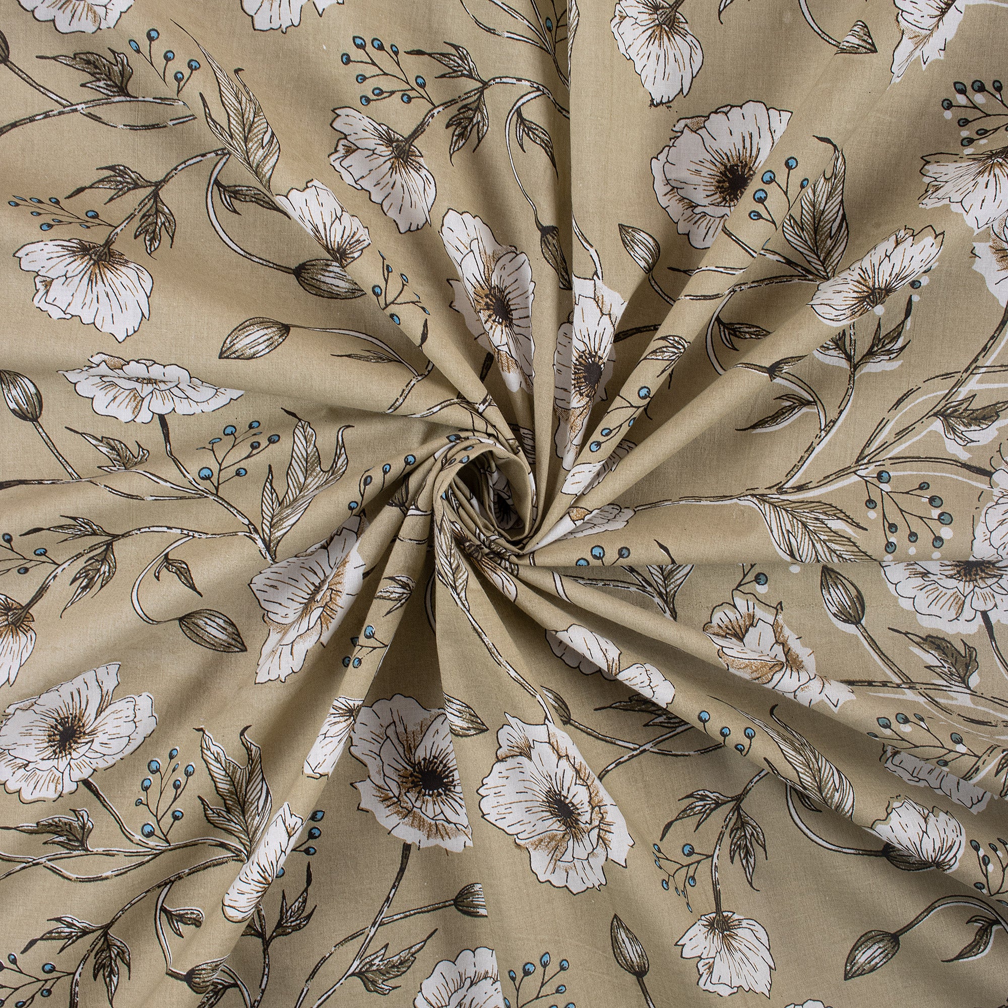 Floral Printed Handmade Fabric by Yard