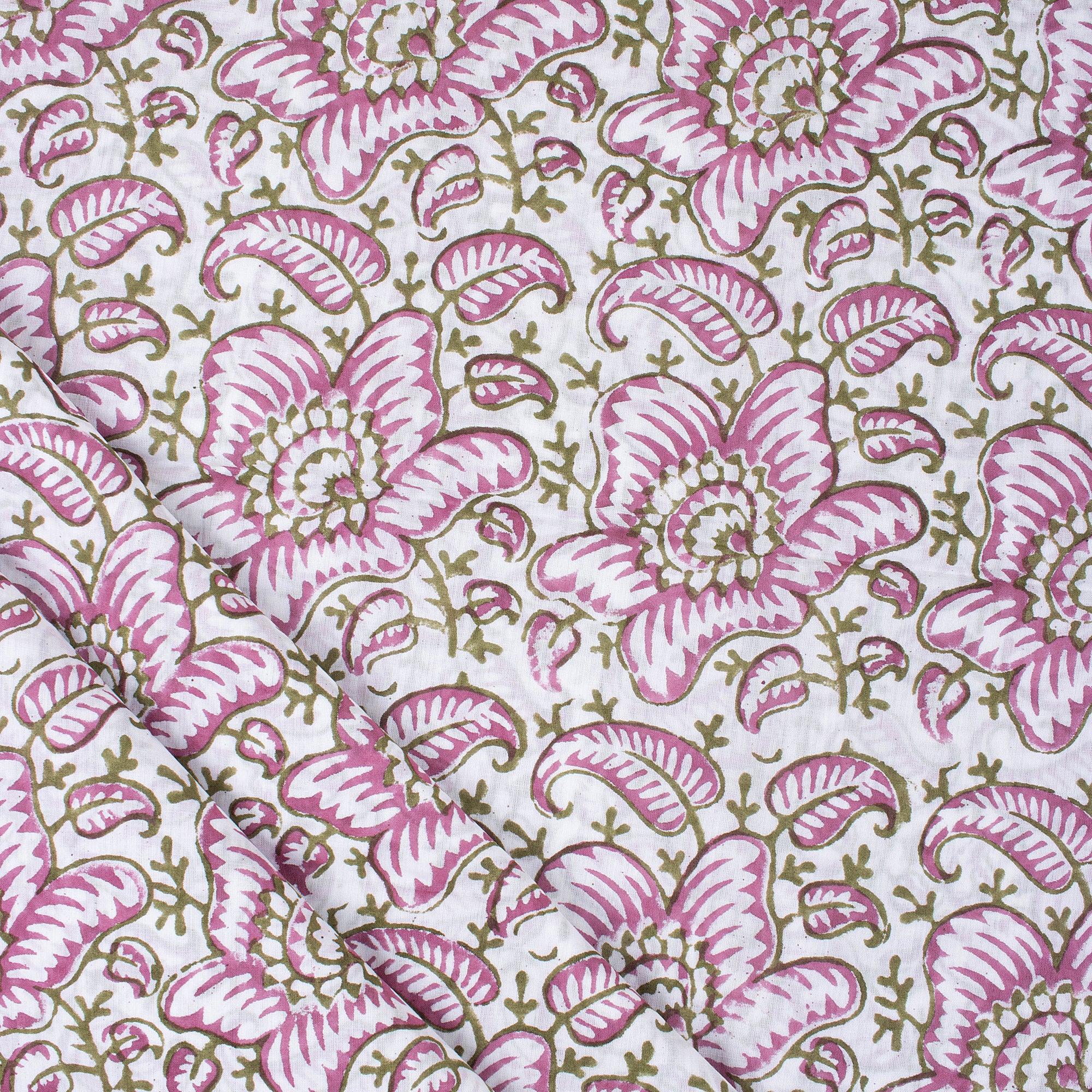 Pink Floral Print Cotton Fabric